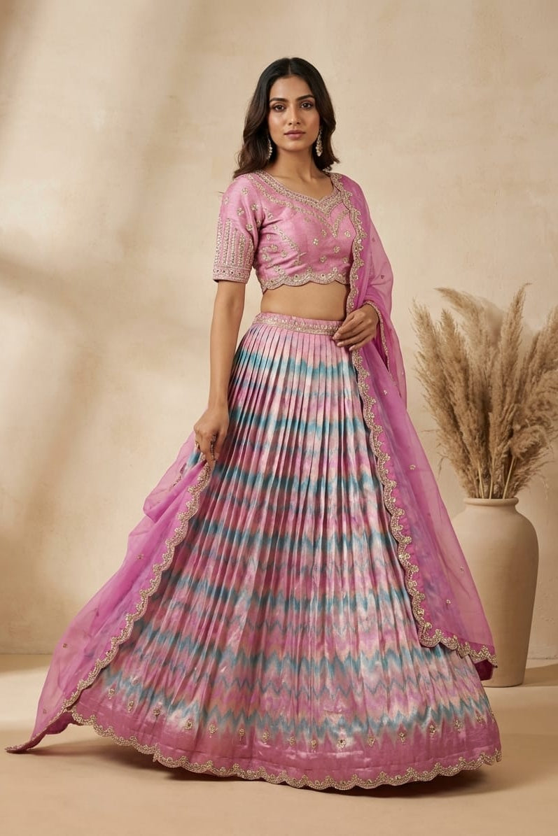 Orchid Embellished Premium Satin Silk Lehenga Set