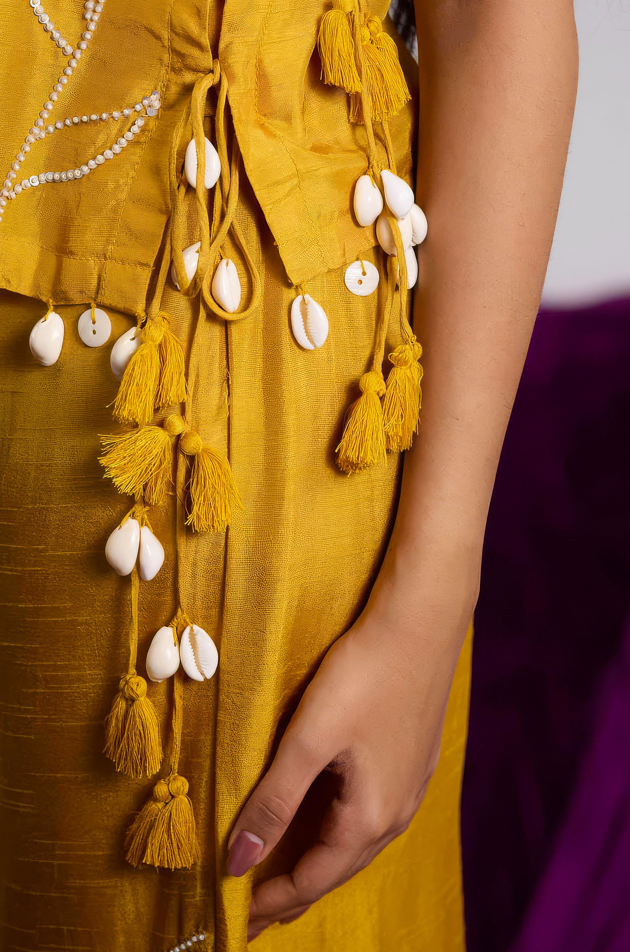 Tumeric Yellow Embellished Raw Silk Co-Ord Set