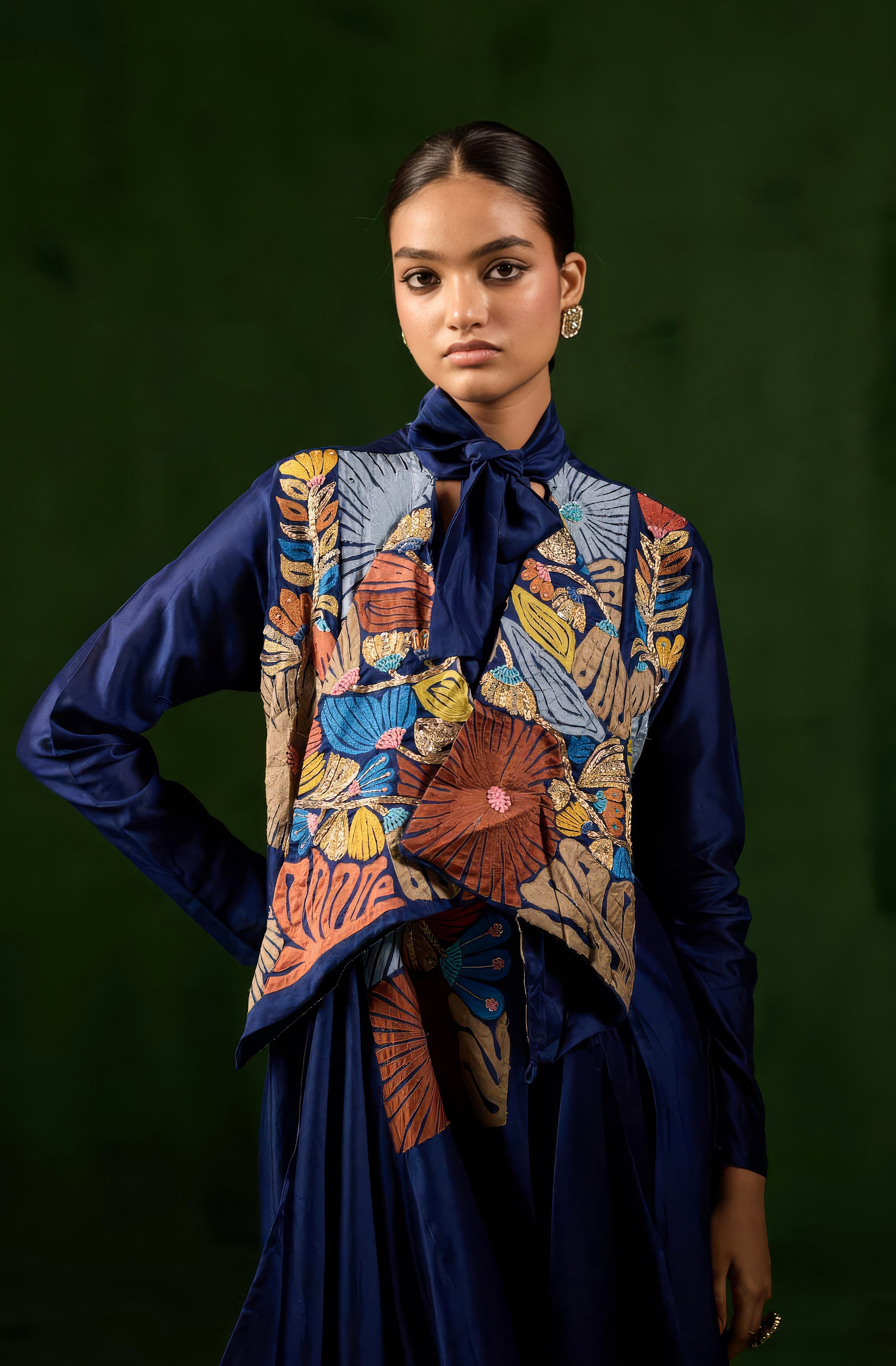 Rich Blue Embellished Premium Silk Kurta Set