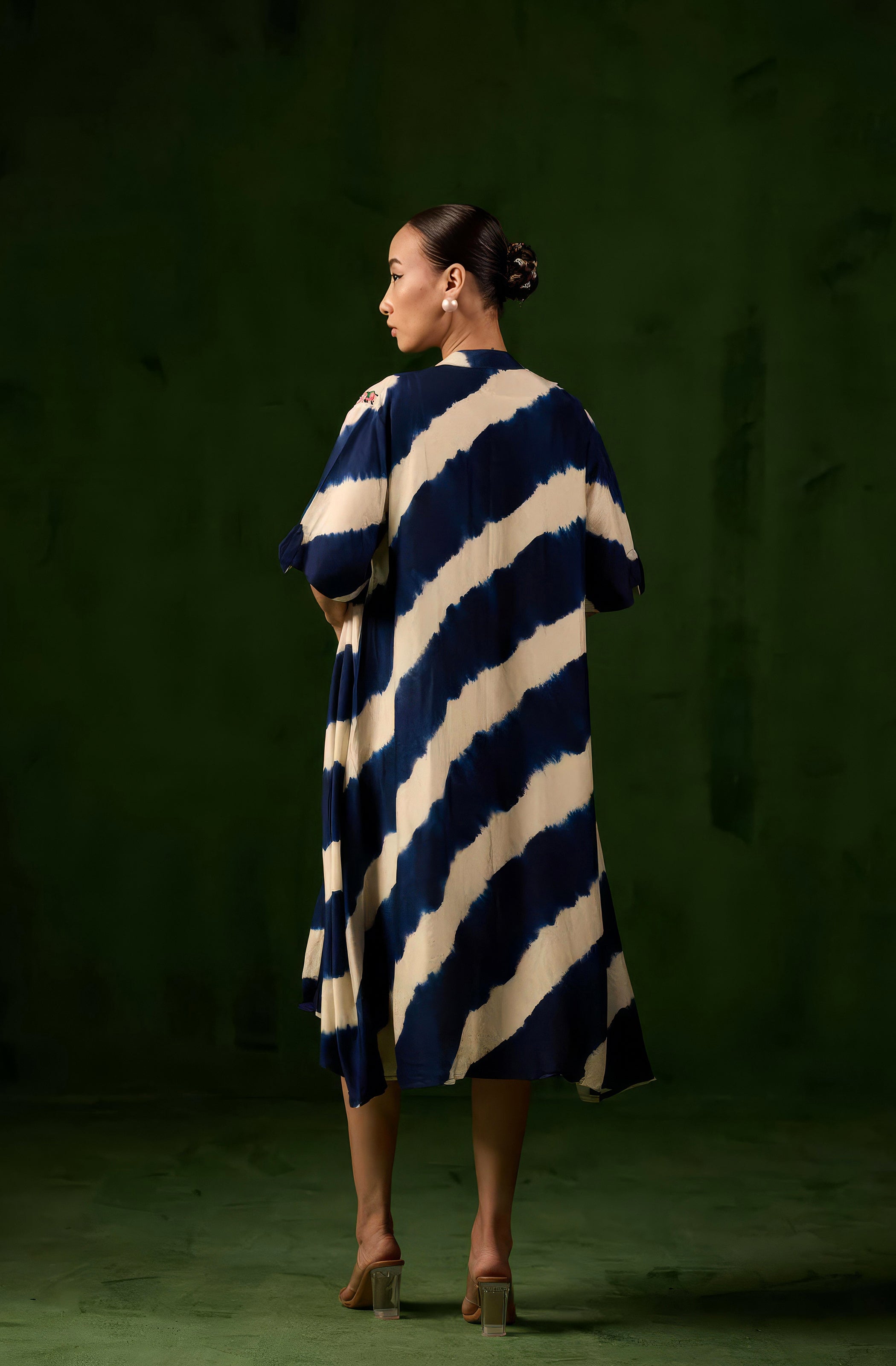 Deep Blue Embellished Raw Silk Tunic Set