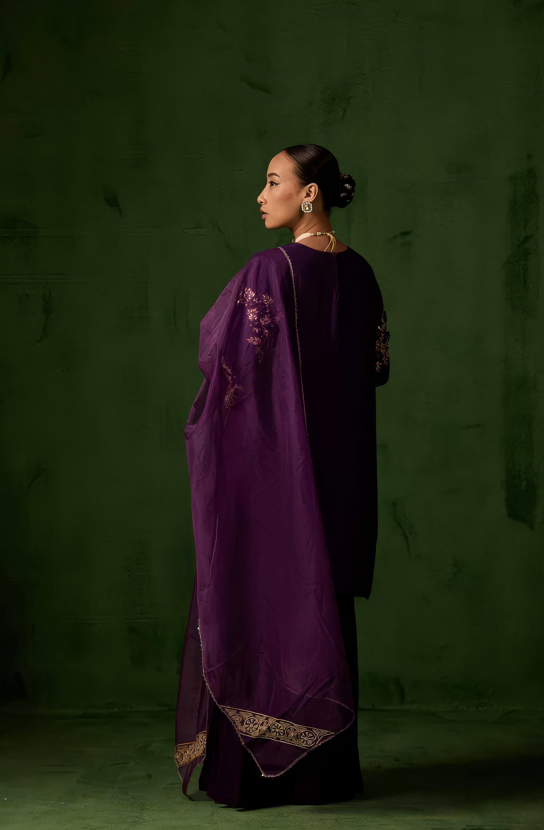 Royal Purple Embellished Raw Silk Sharara Set