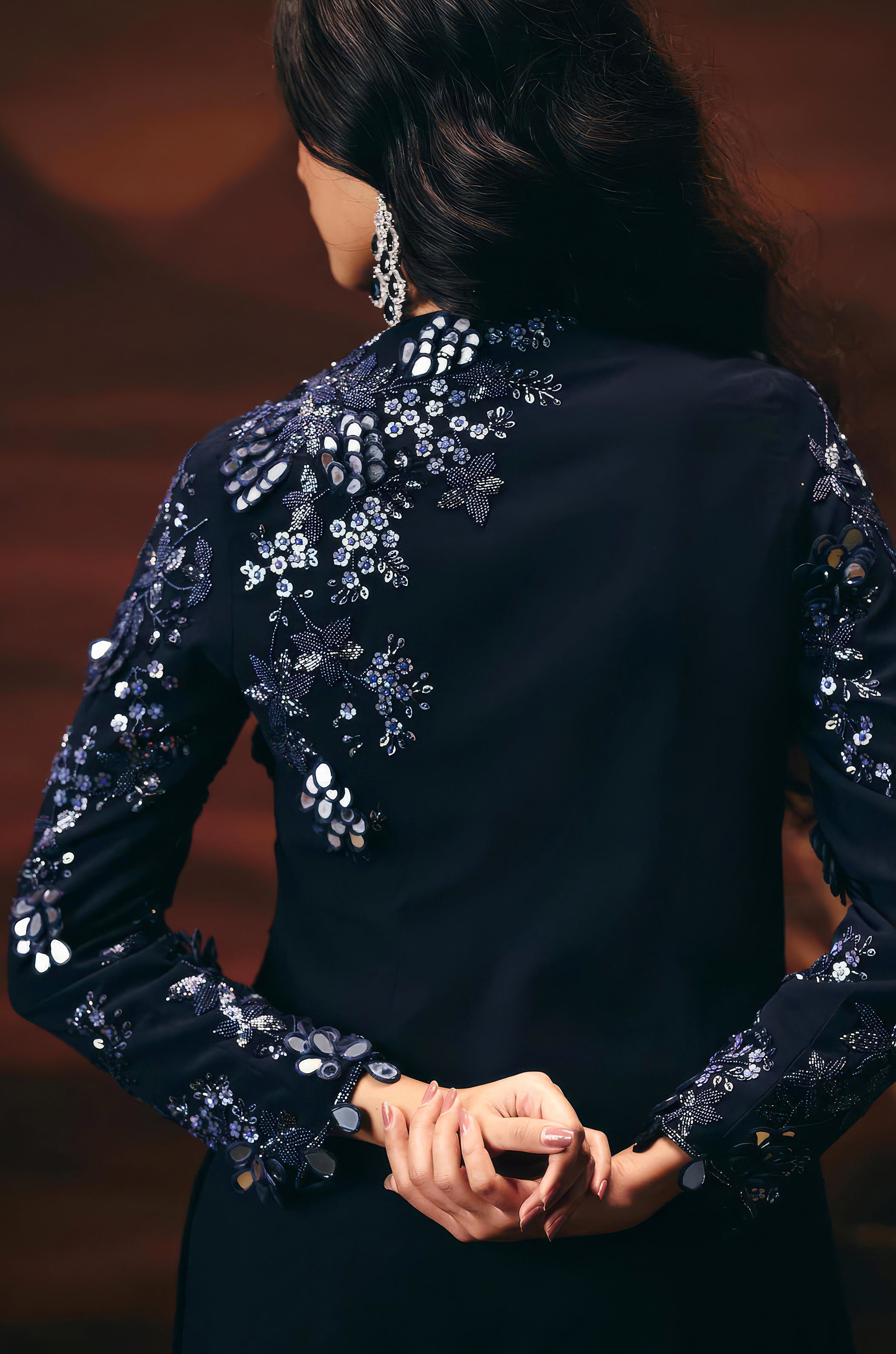 Twilight Blue Embellished Georgette Silk Sharara Set