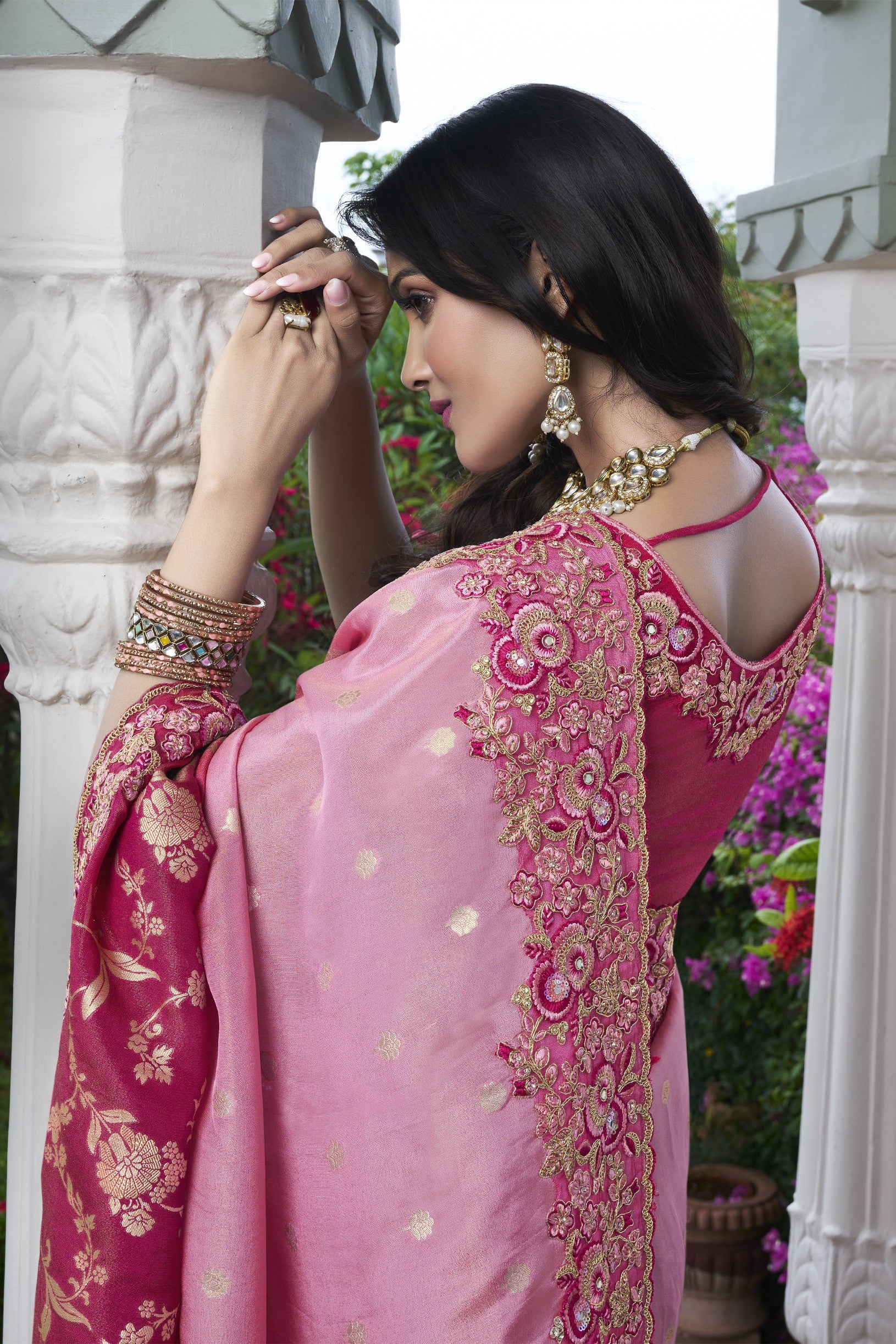 Pink Ethereal Tissue Silk Saree