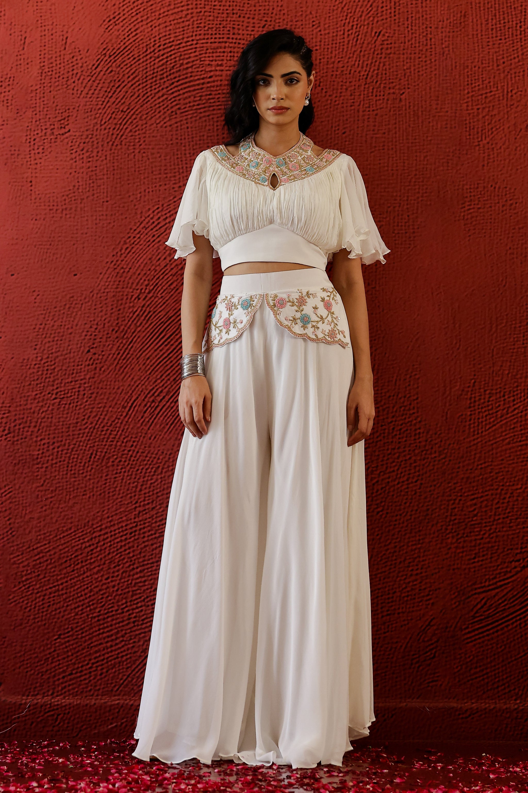 Off-White Hem Design Straight Palazzo