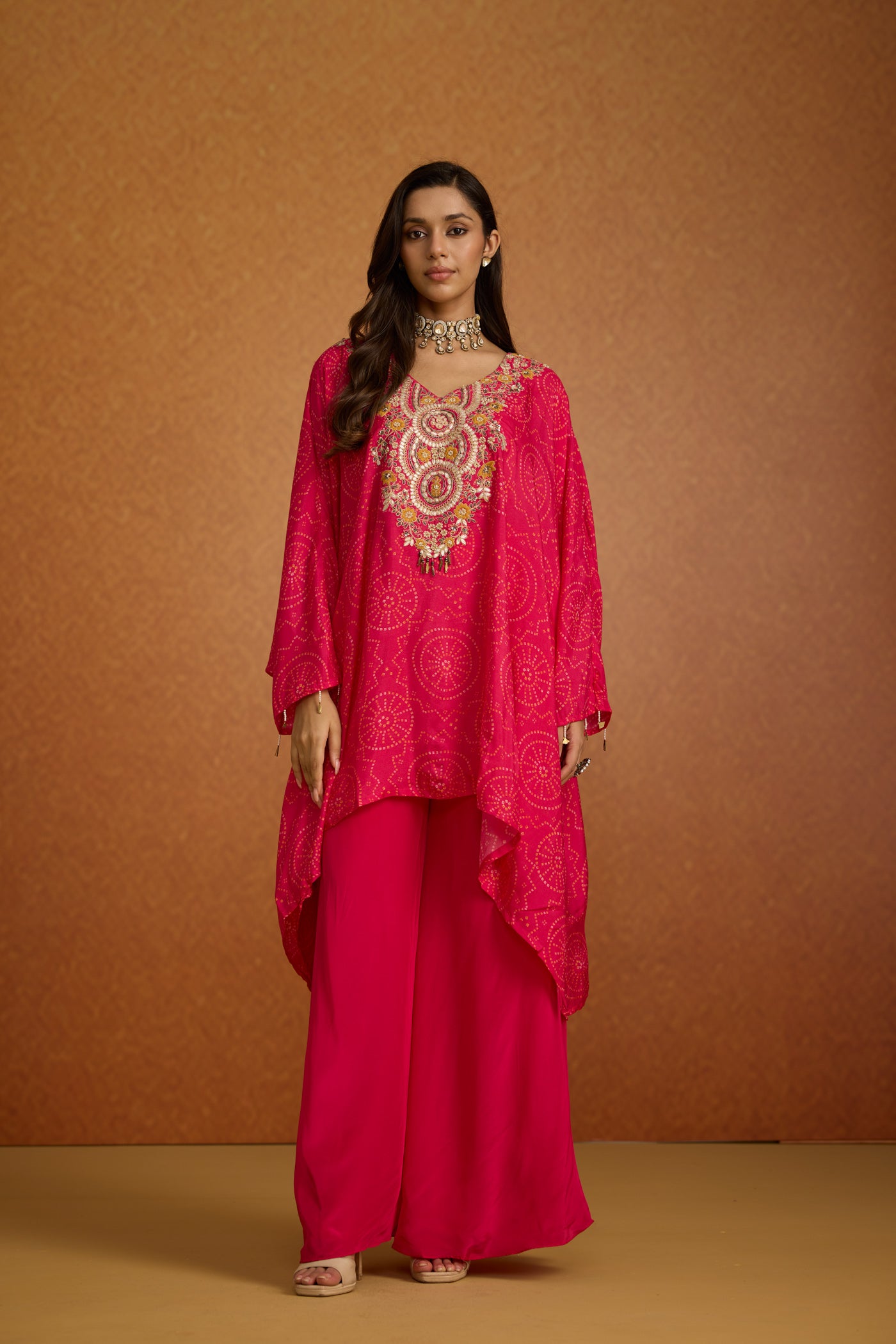 Vintage Rani Embellished Crepe Silk Kaftan Set