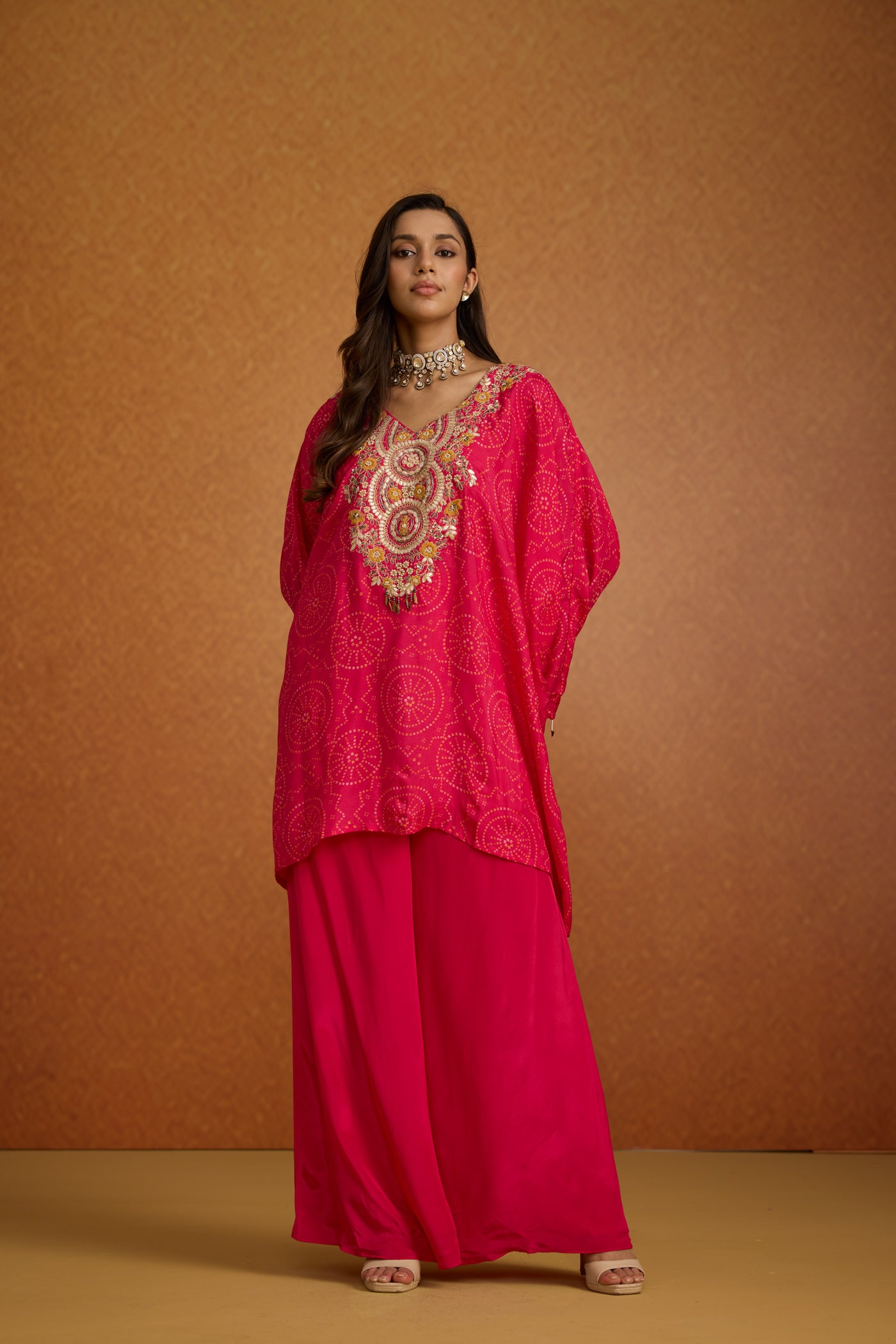 Vintage Rani Embellished Crepe Silk Kaftan Set