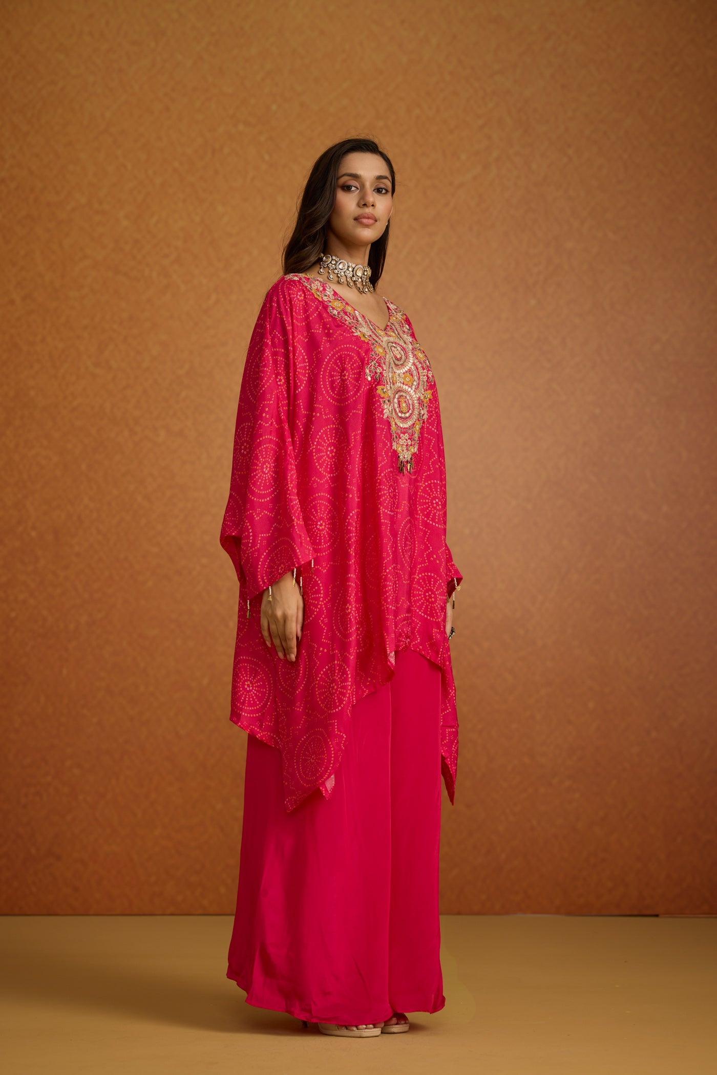Vintage Rani Embellished Crepe Silk Kaftan Set