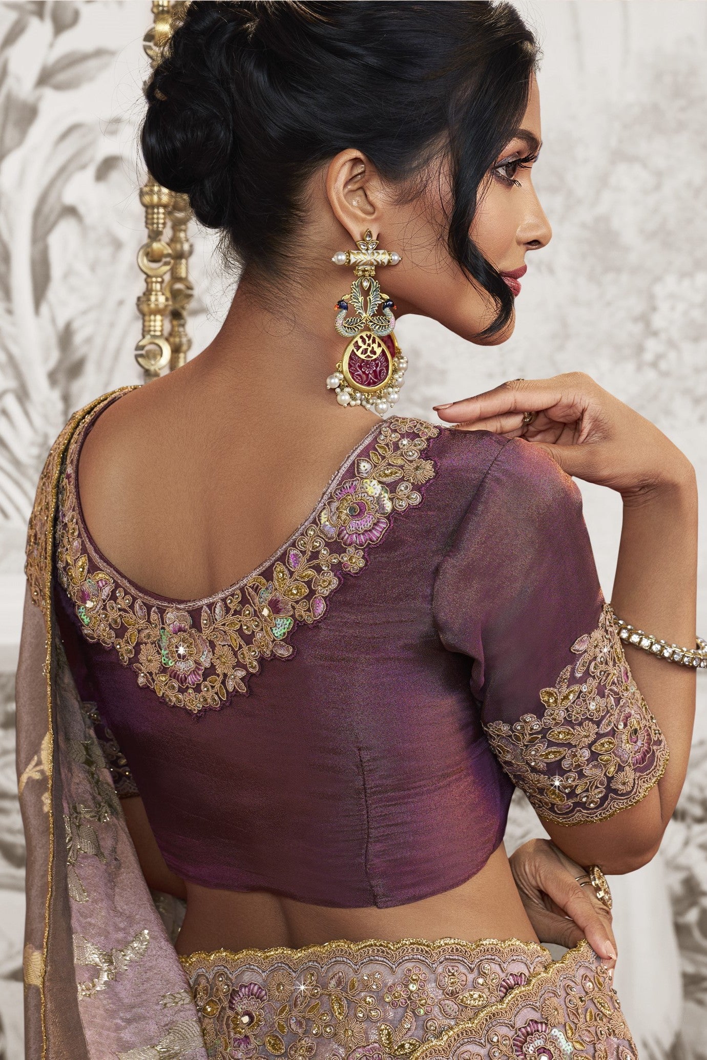 Rose Mauve Embroidered Saree
