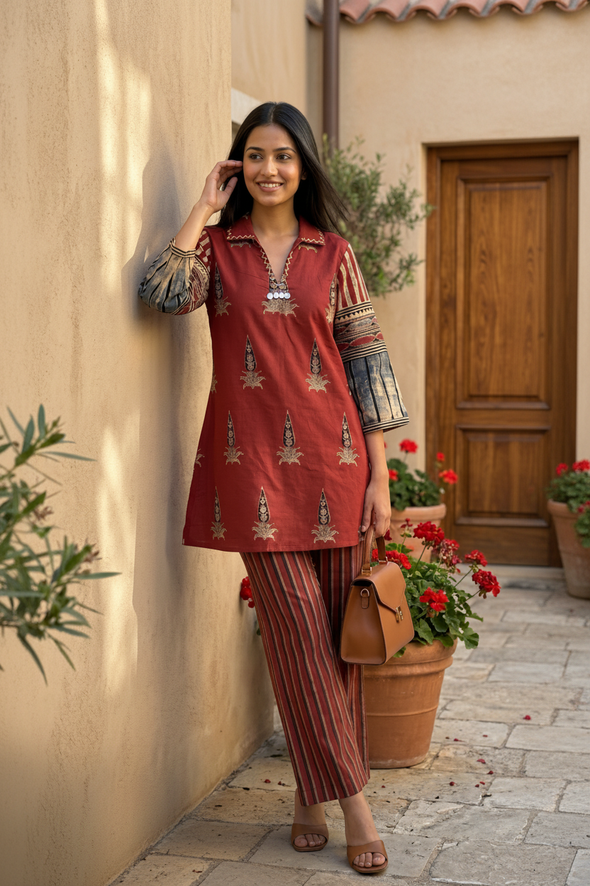 Heritage Red Printed Cotton Co-Ord Set