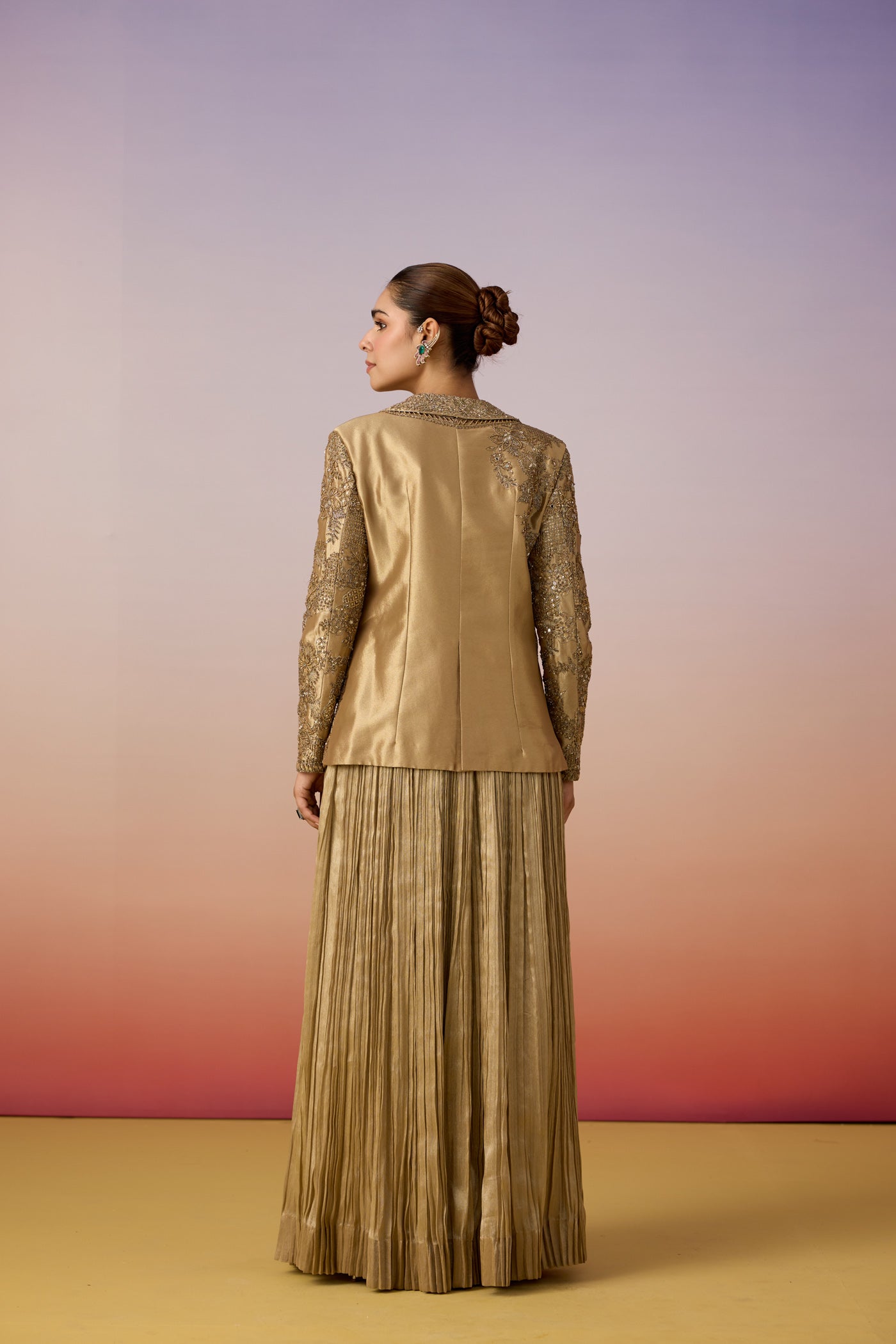 Gold Chique Embellished Shimmer Tissue Skirt Set