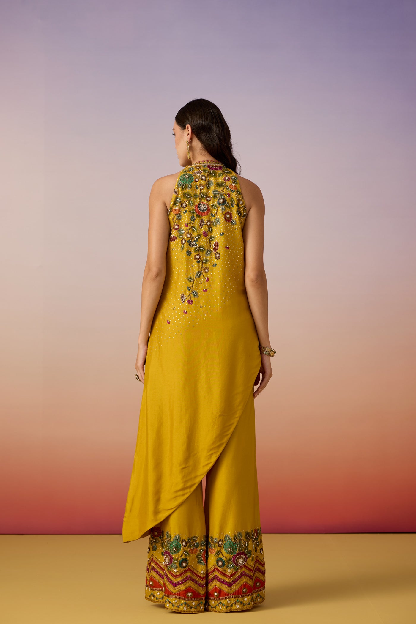 Amber Yellow Embellished Premium Silk Kurta Set