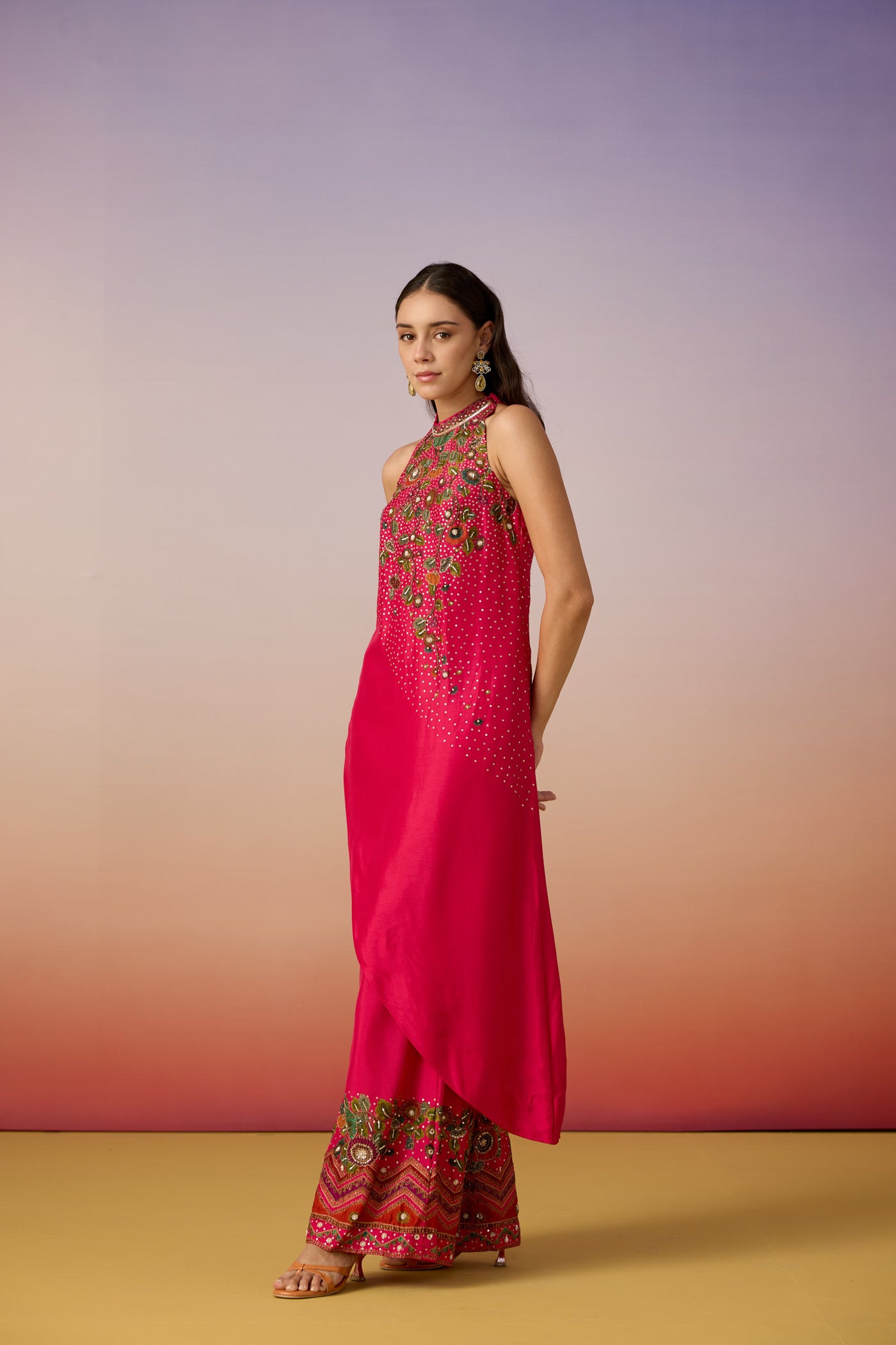 Rose Pink Embellished Premium Silk Kurta Set