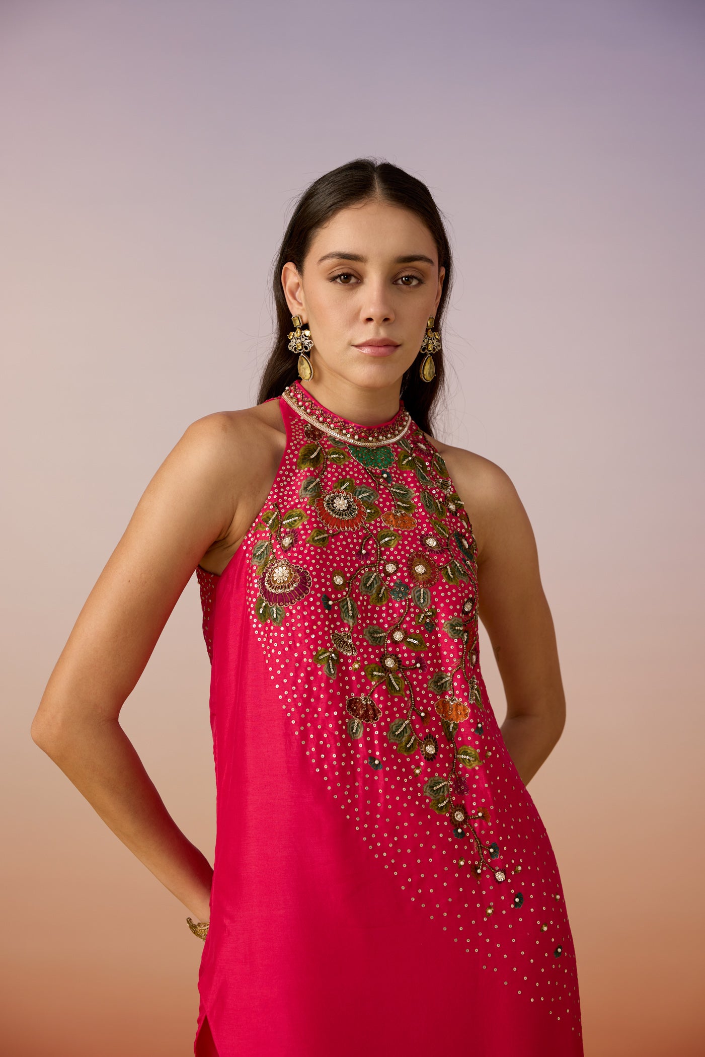 Rose Pink Embellished Premium Silk Kurta Set