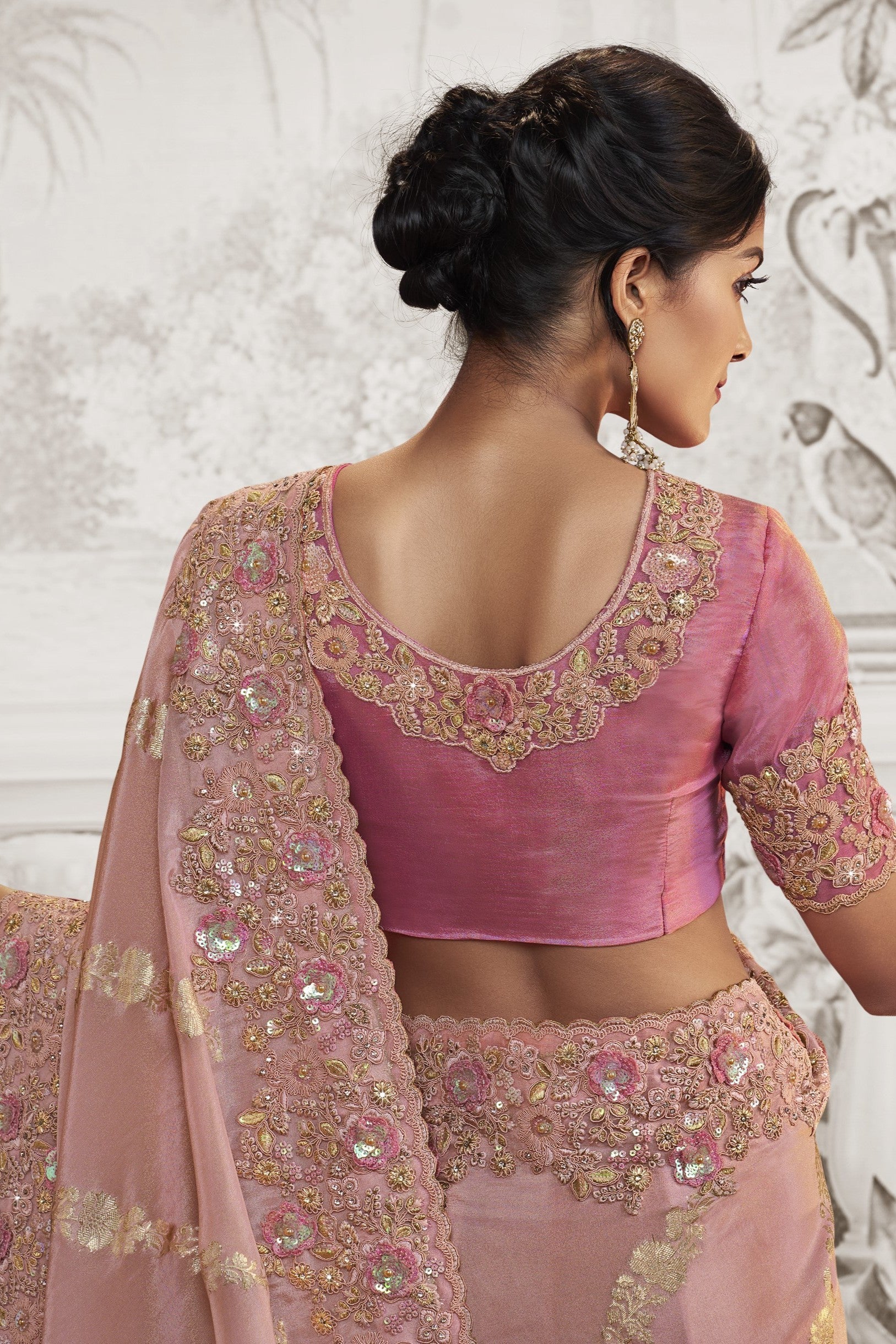 Light Pink Embroidered Saree
