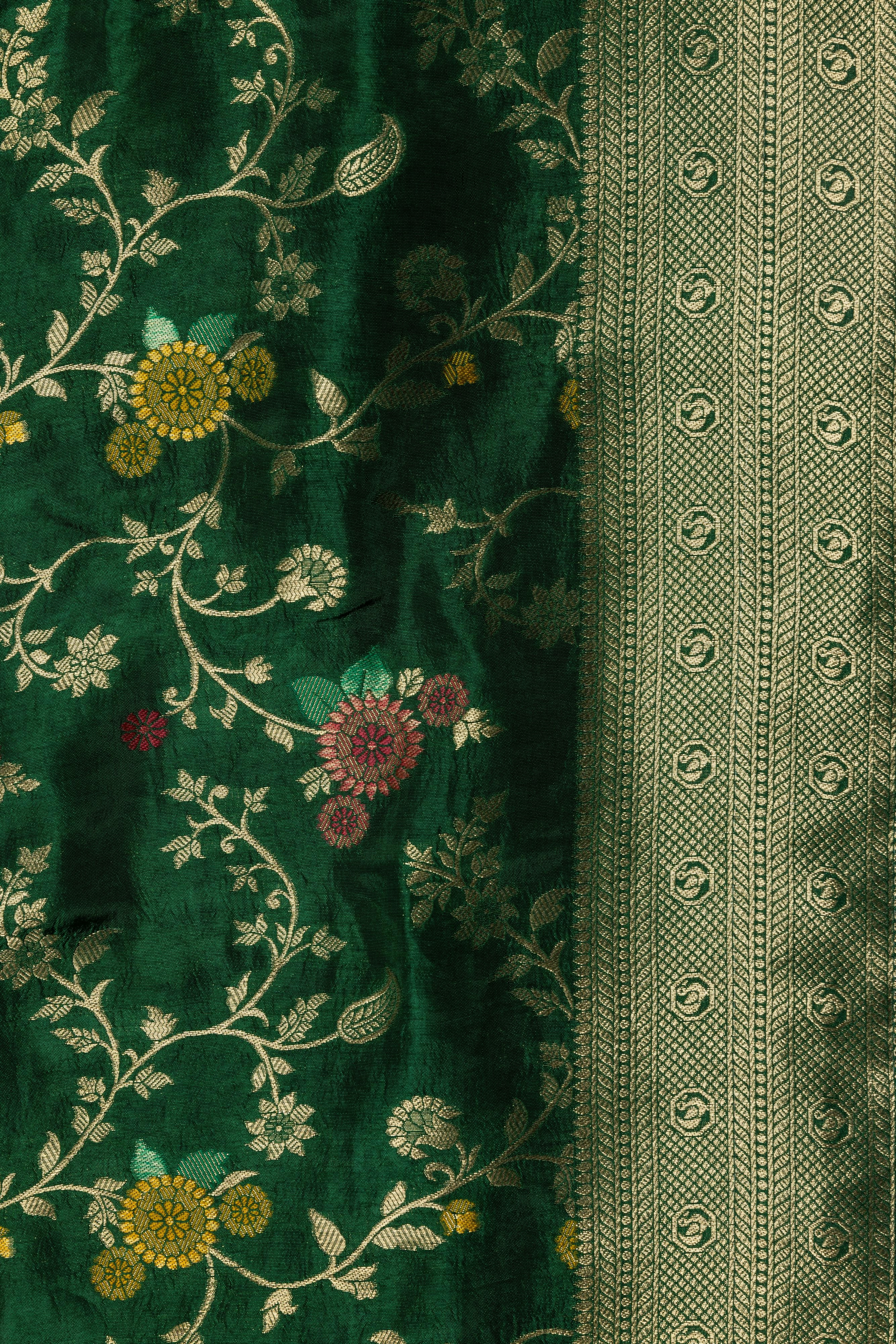 Green Embroidered Dola Silk Saree
