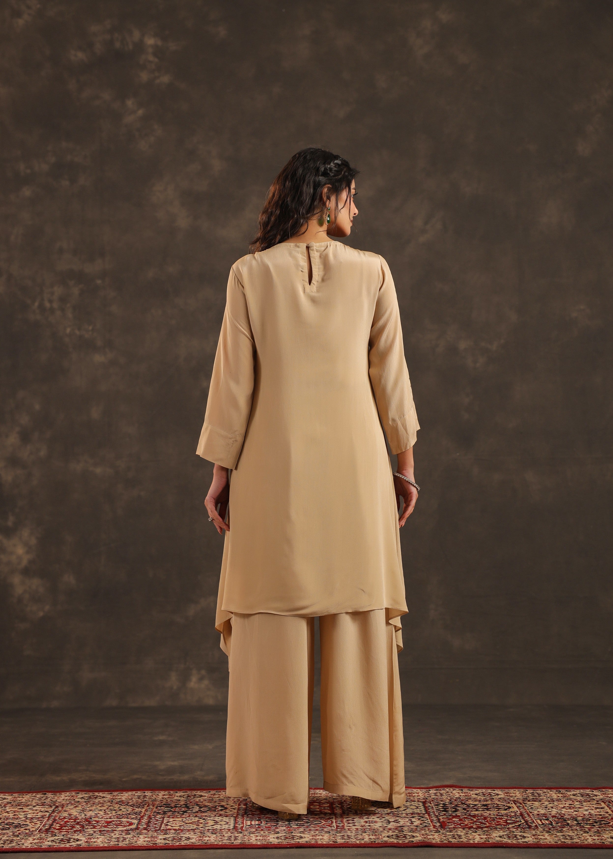 Desert Bloom Embellished Crepe Silk Palazzo Set