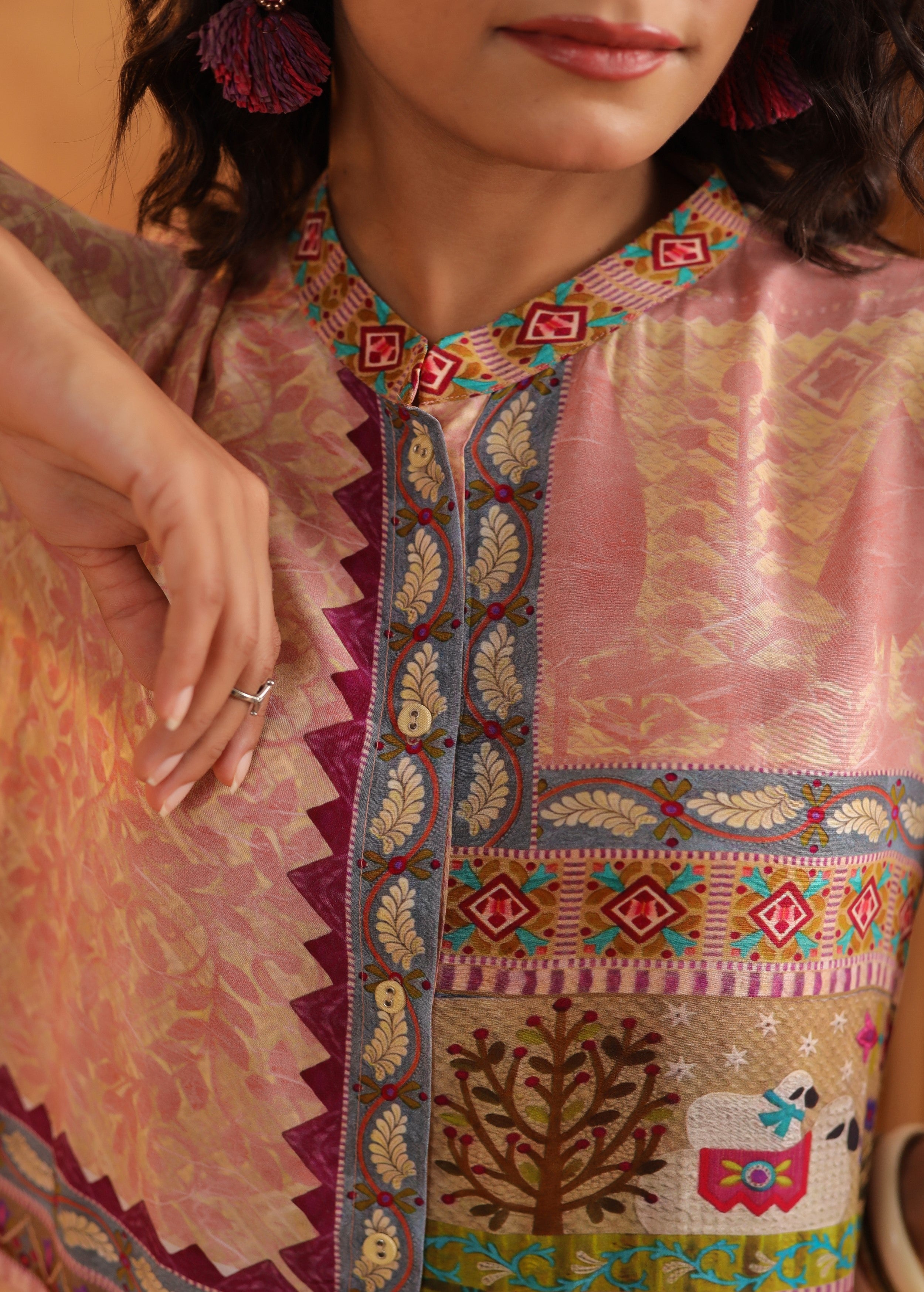 Pastel Pink Printed Viscose Crepe Co-Ord Set