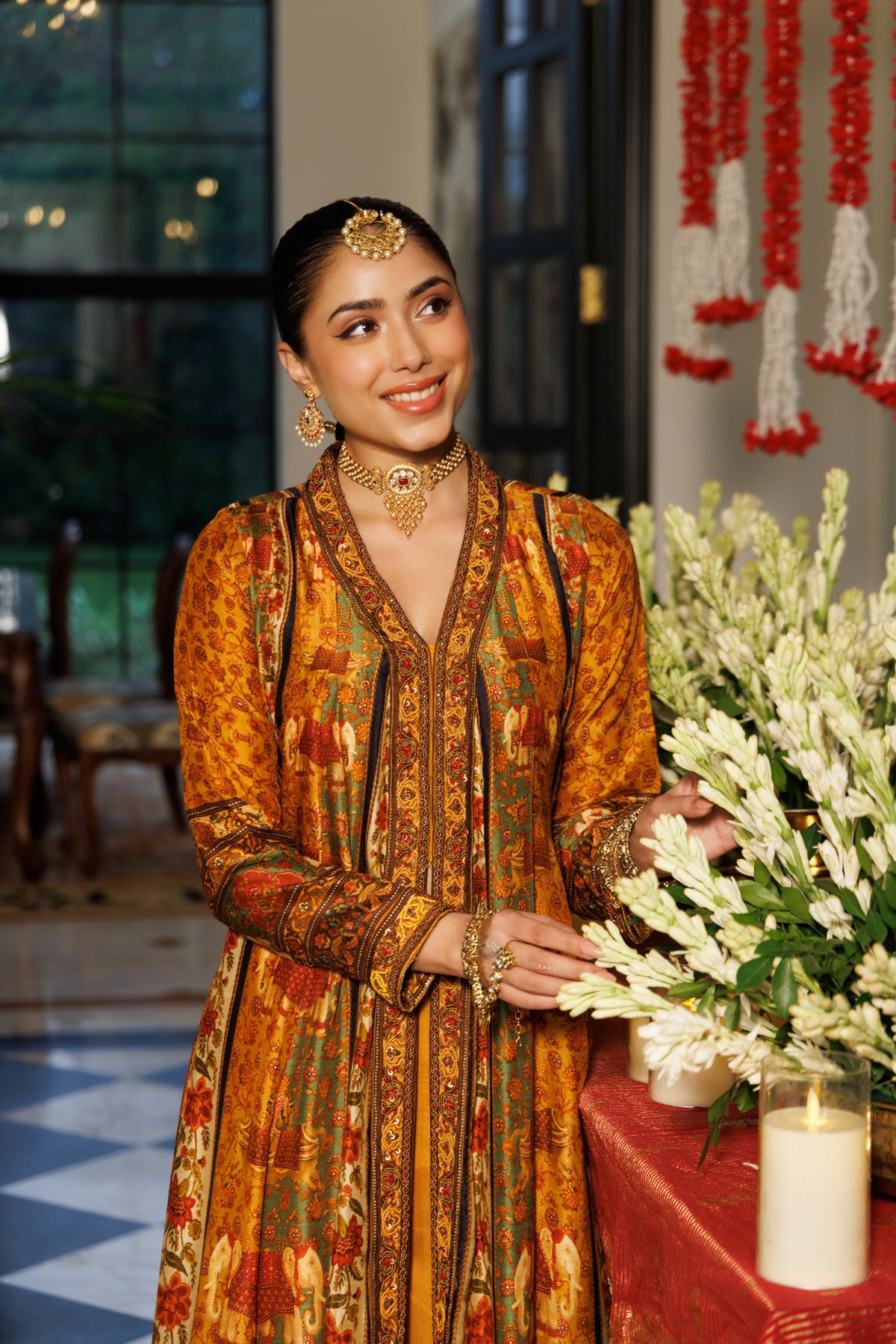 Marigold Mustard Embellished Raw Silk Palazzo Set
