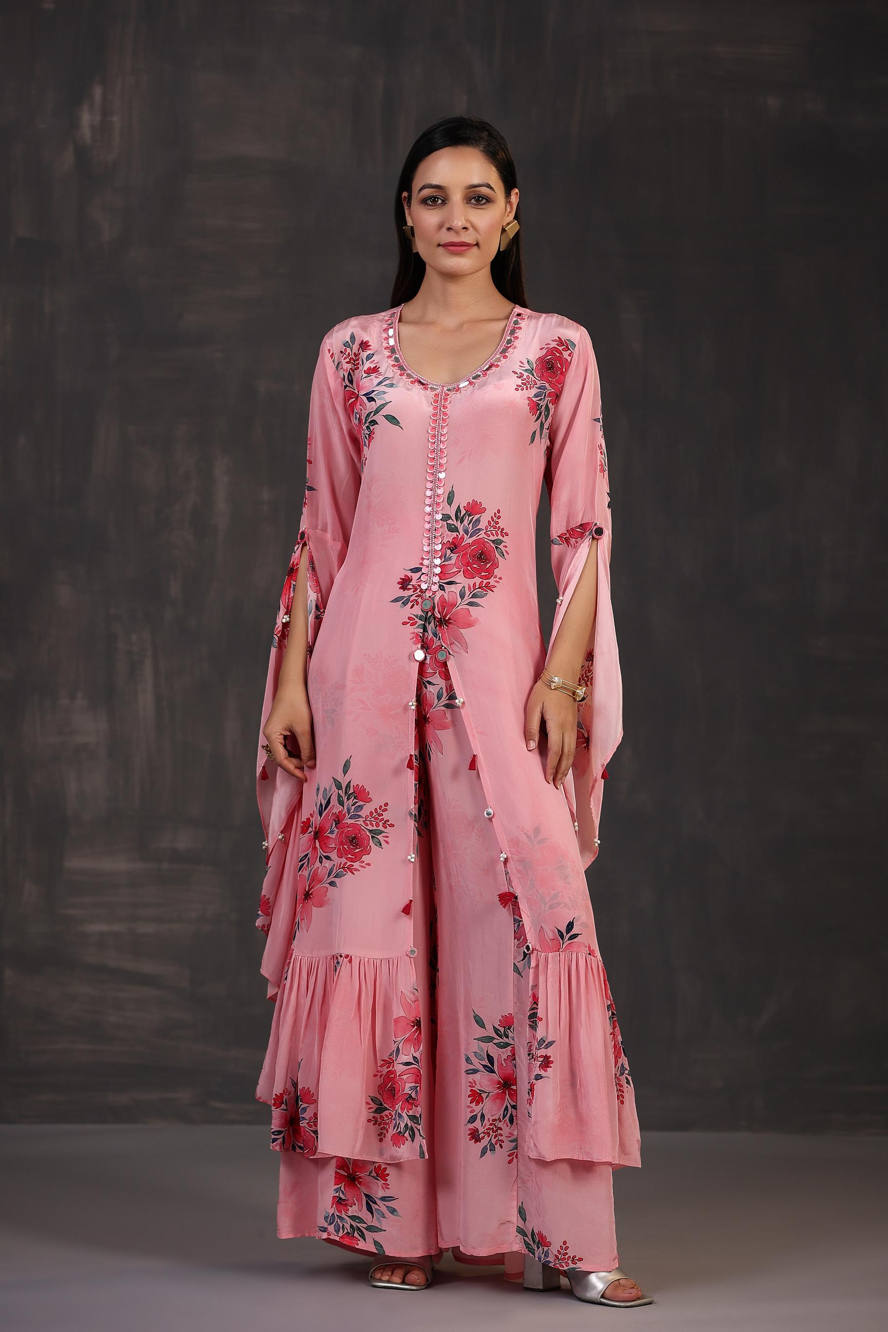 Light Pink Digital Printed Habutai Silk Co-Ord Set