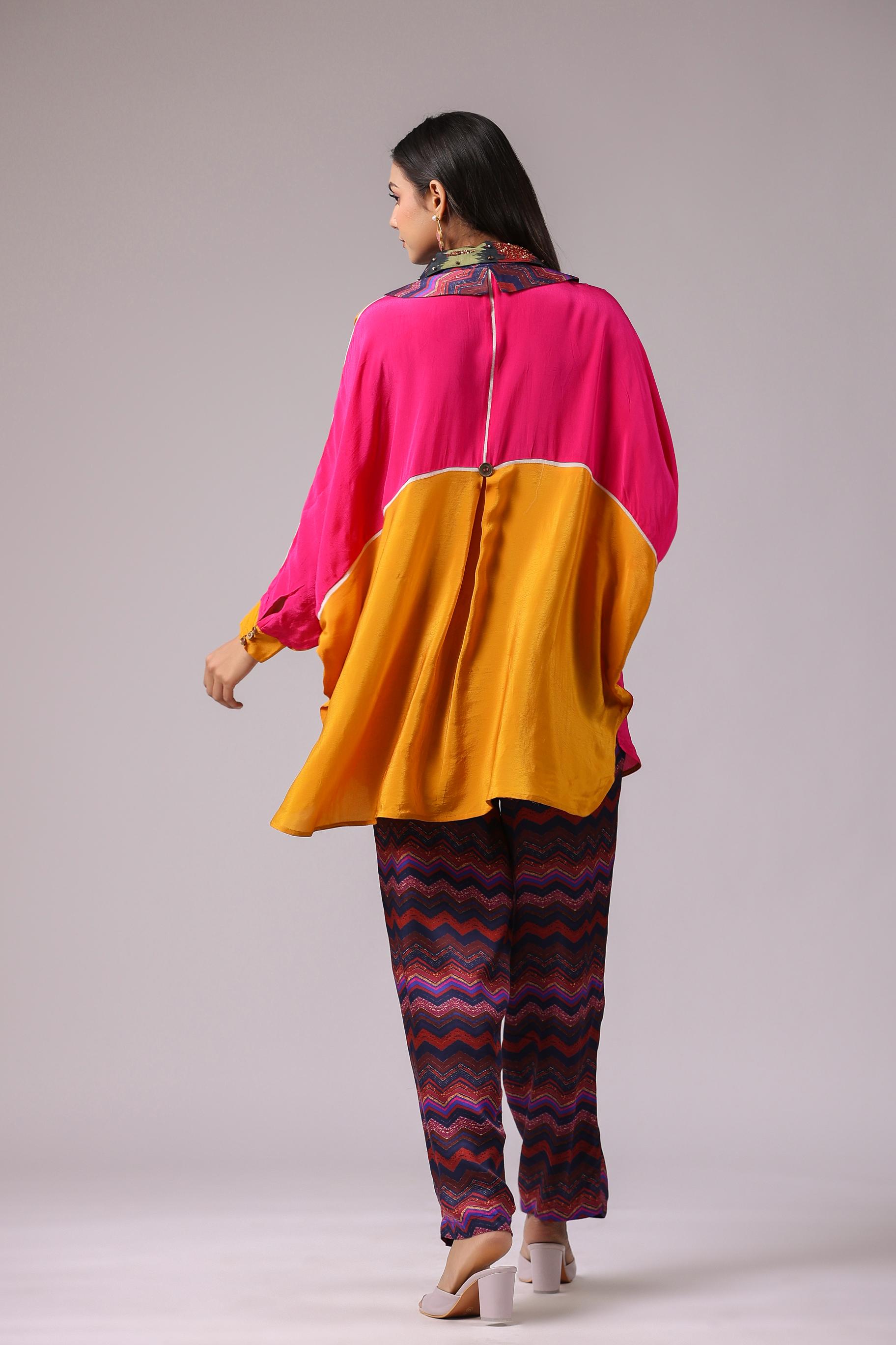 Multicolor Abstract Printed Habutai Silk Co-Ord Set