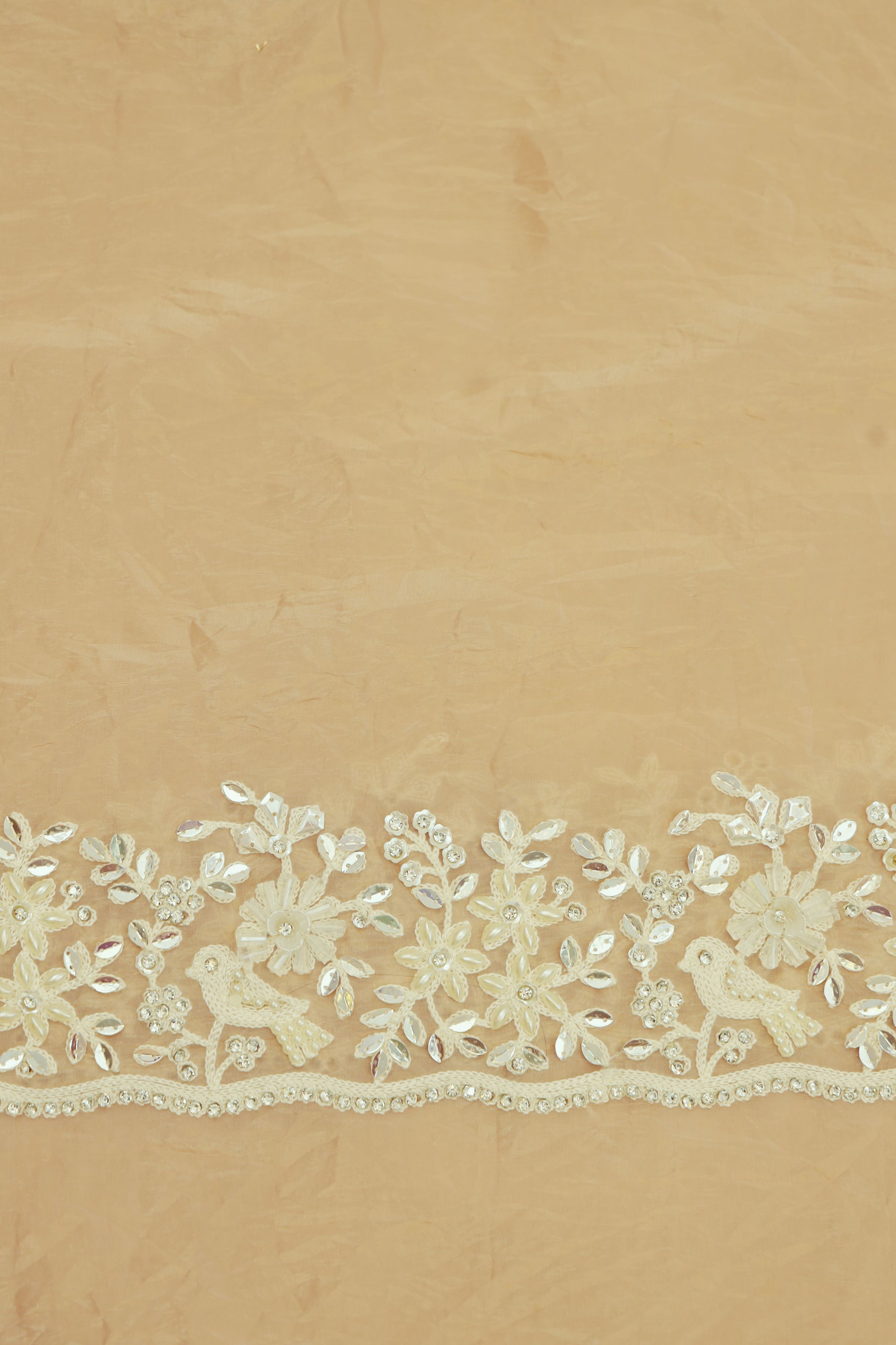 Soft Pink Embroidered Shimmer Silk Saree