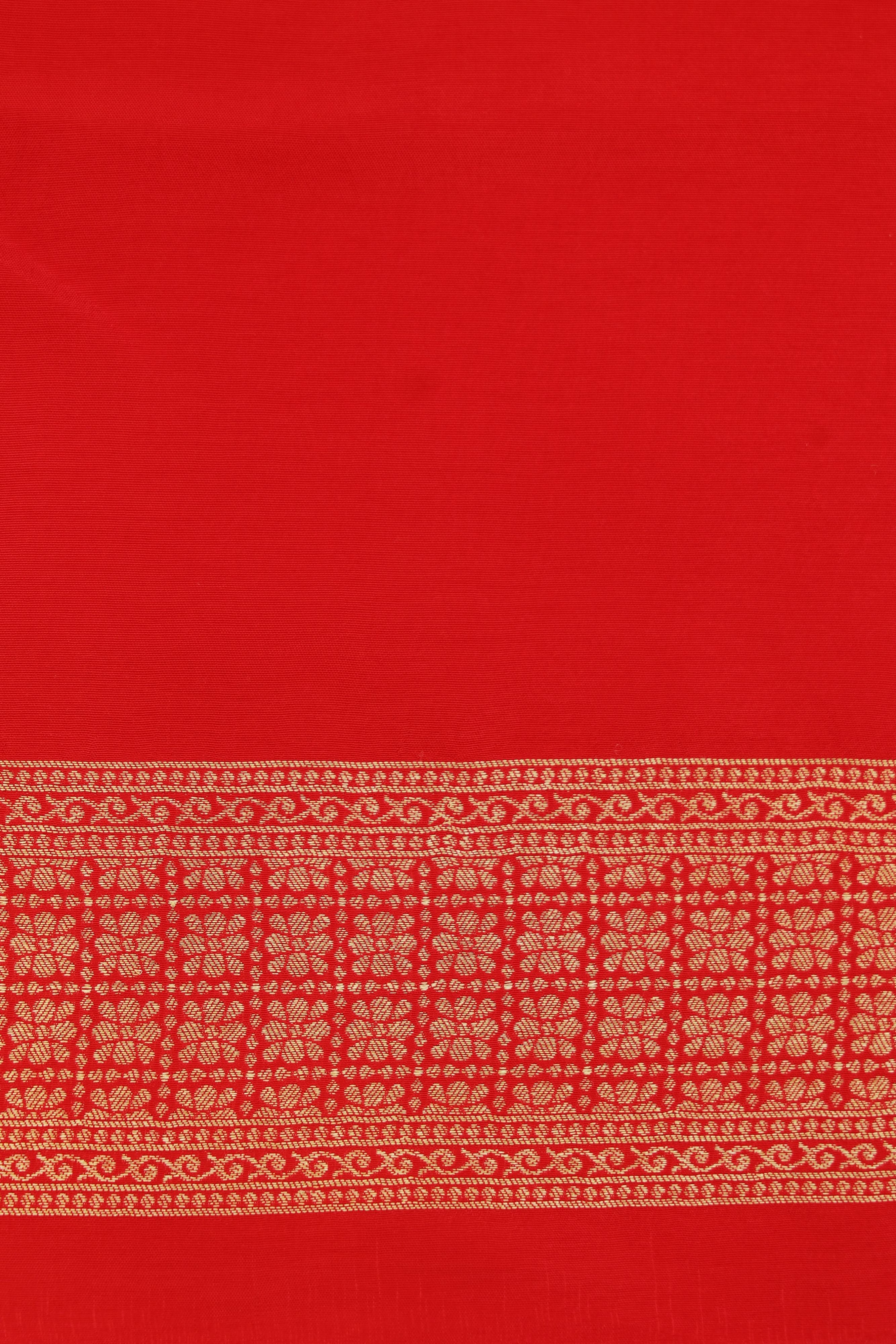 Bright Red Dola Silk Saree