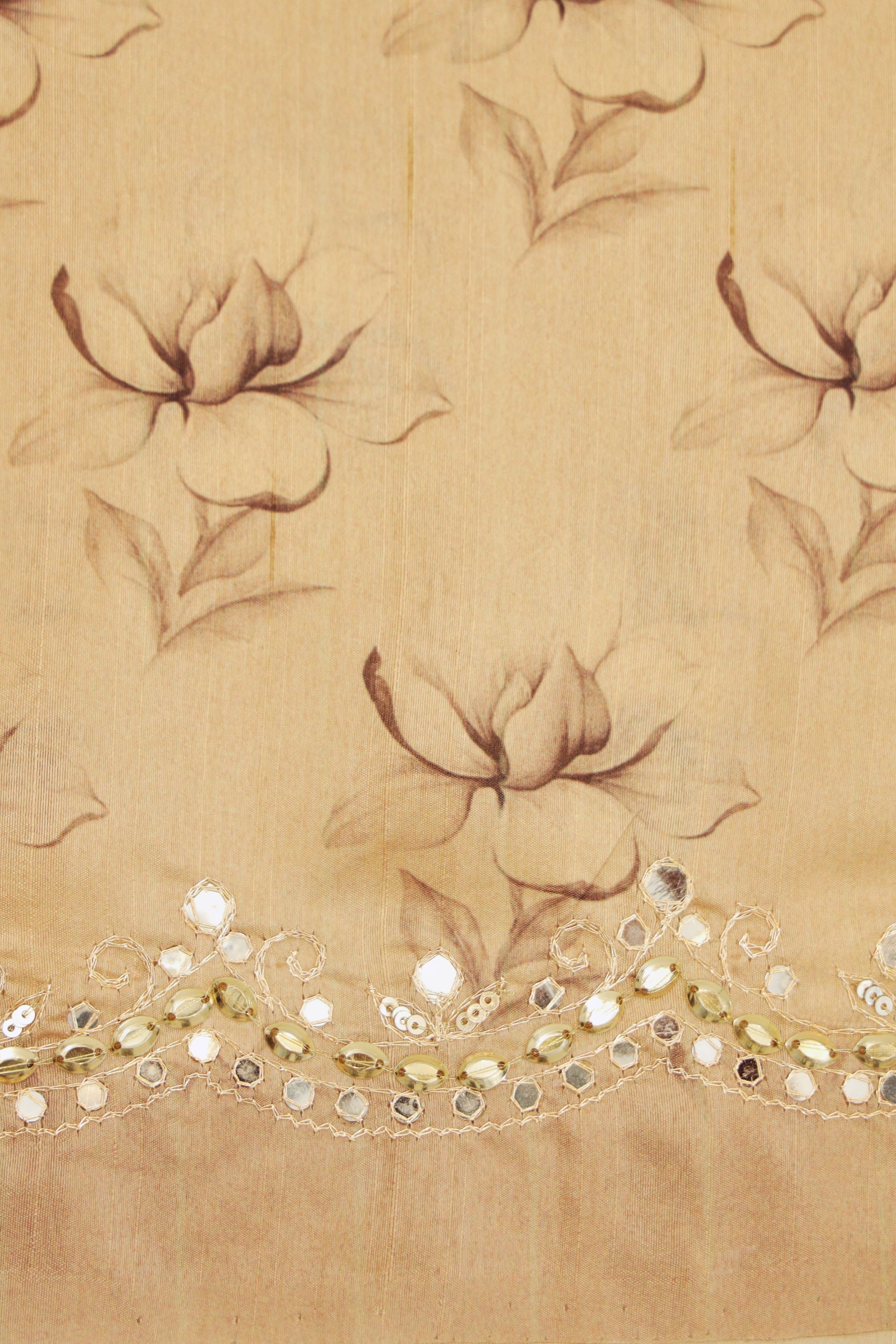 Champagne Gold Floral Printed Saree