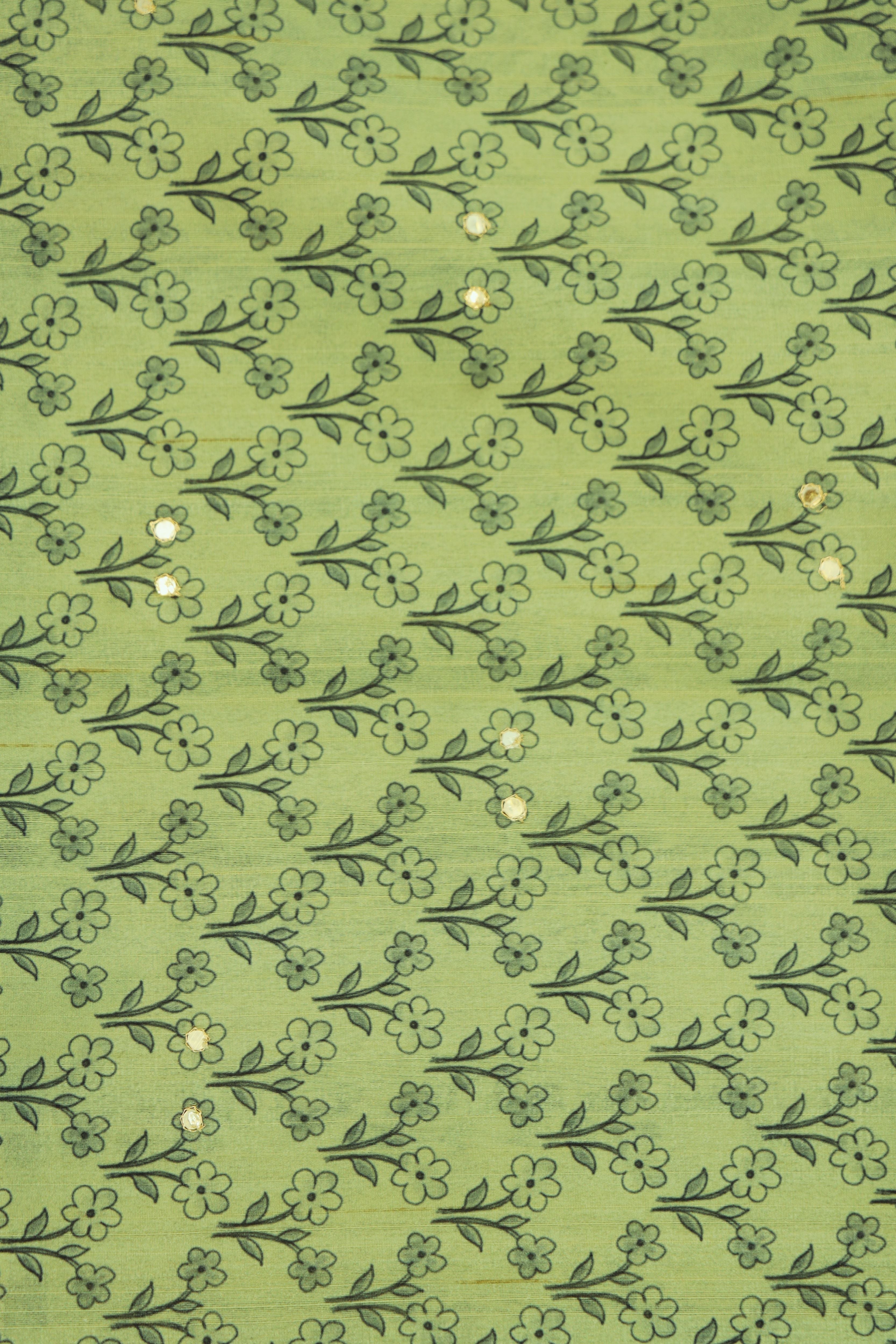 Light Teal Kalamkari Bhagalpuri Tussar Silk Saree