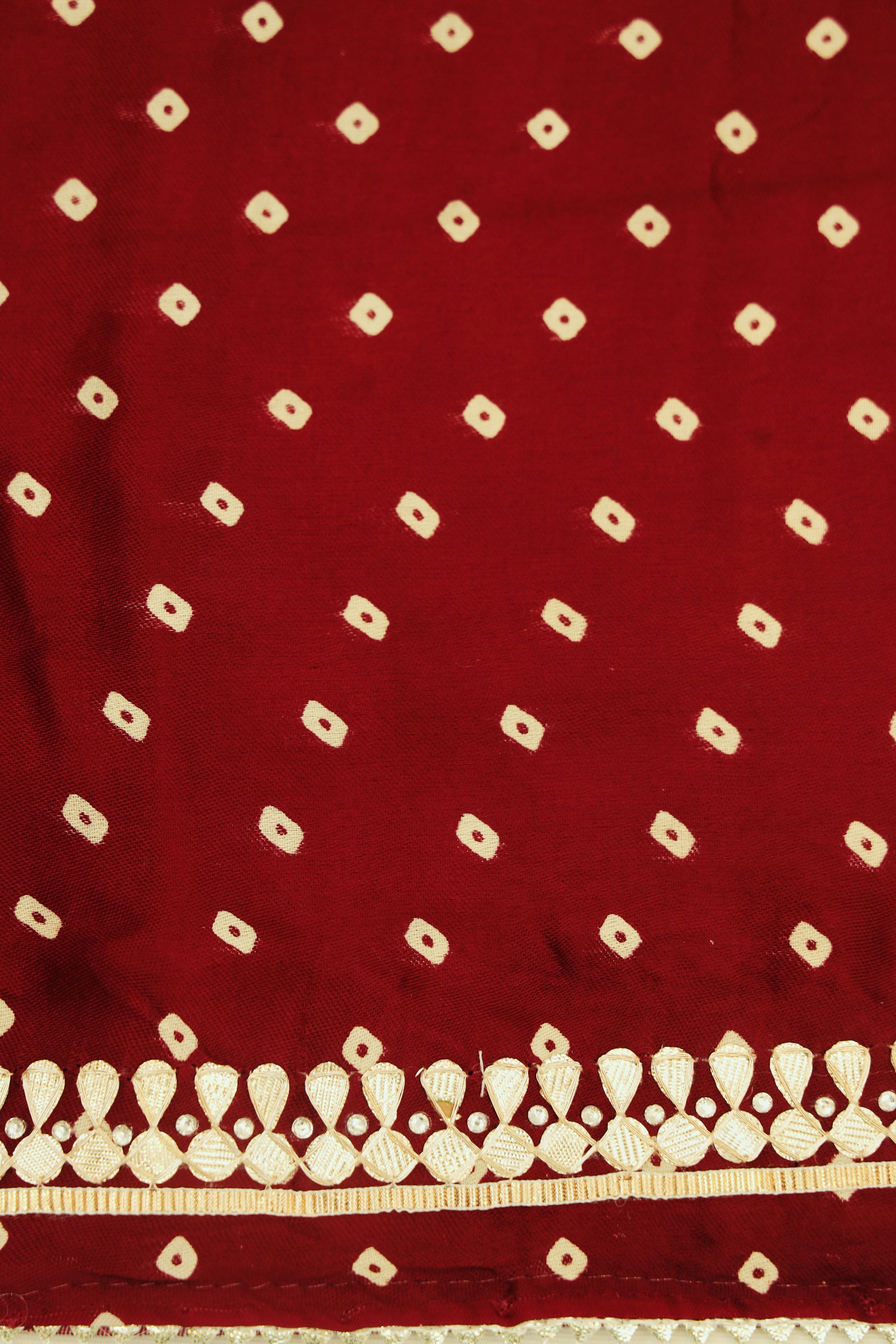 Burgundy Ajrakh Printed Modal Silk Saree