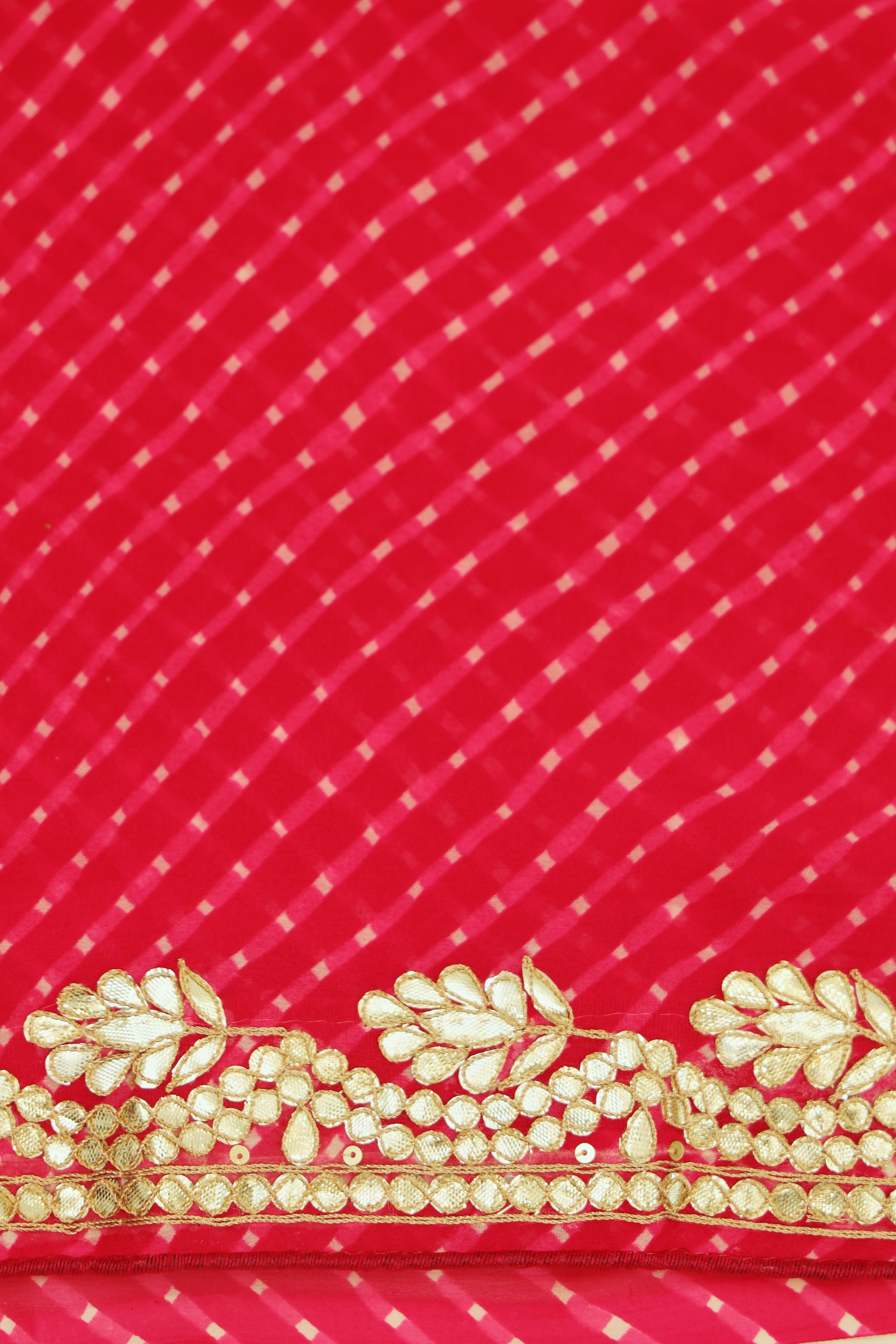 Pink Gotta Embroidered Georgette Silk Saree