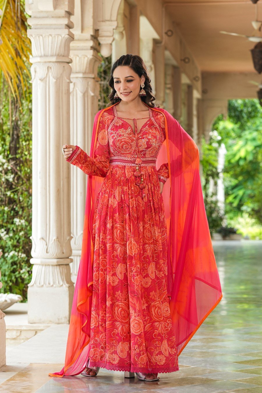 Crepe on sale anarkali dresses