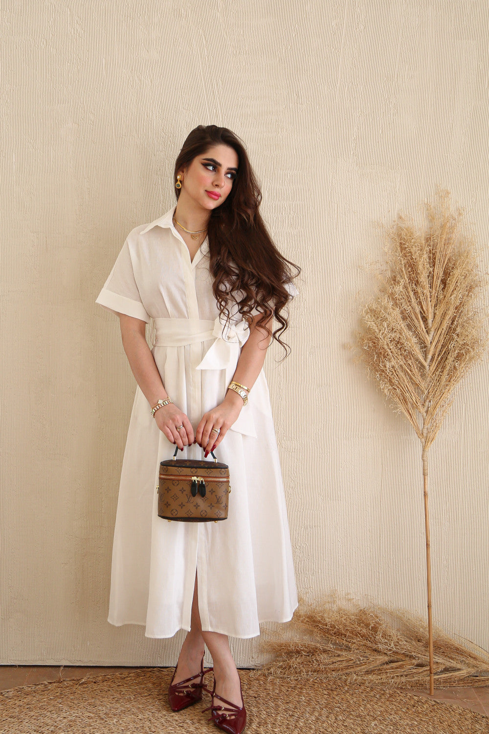 Formal White Pure Linen Dress