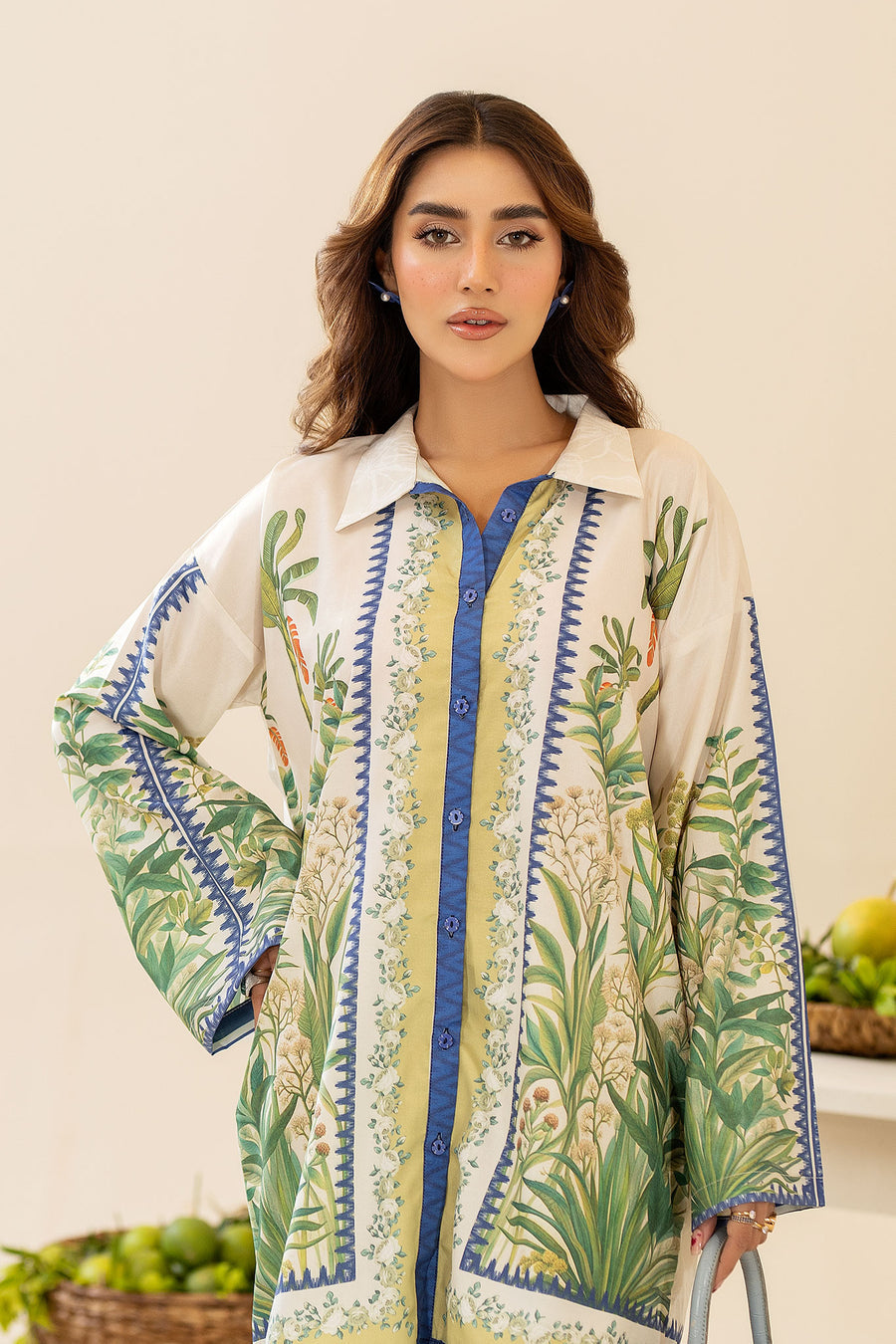 Green Fields Natural Crepe Co-Ord Set