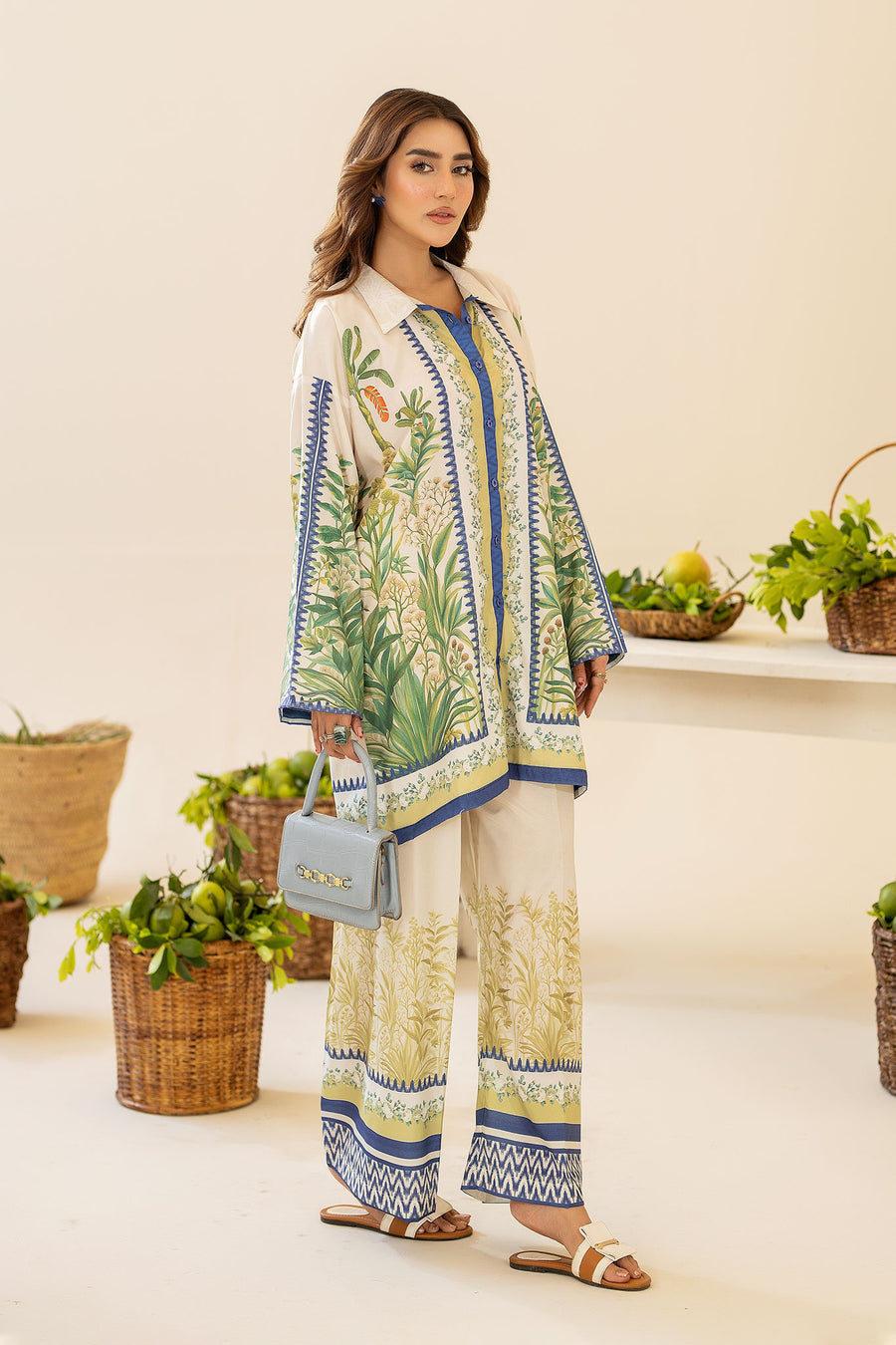 Green Fields Natural Crepe Co-Ord Set