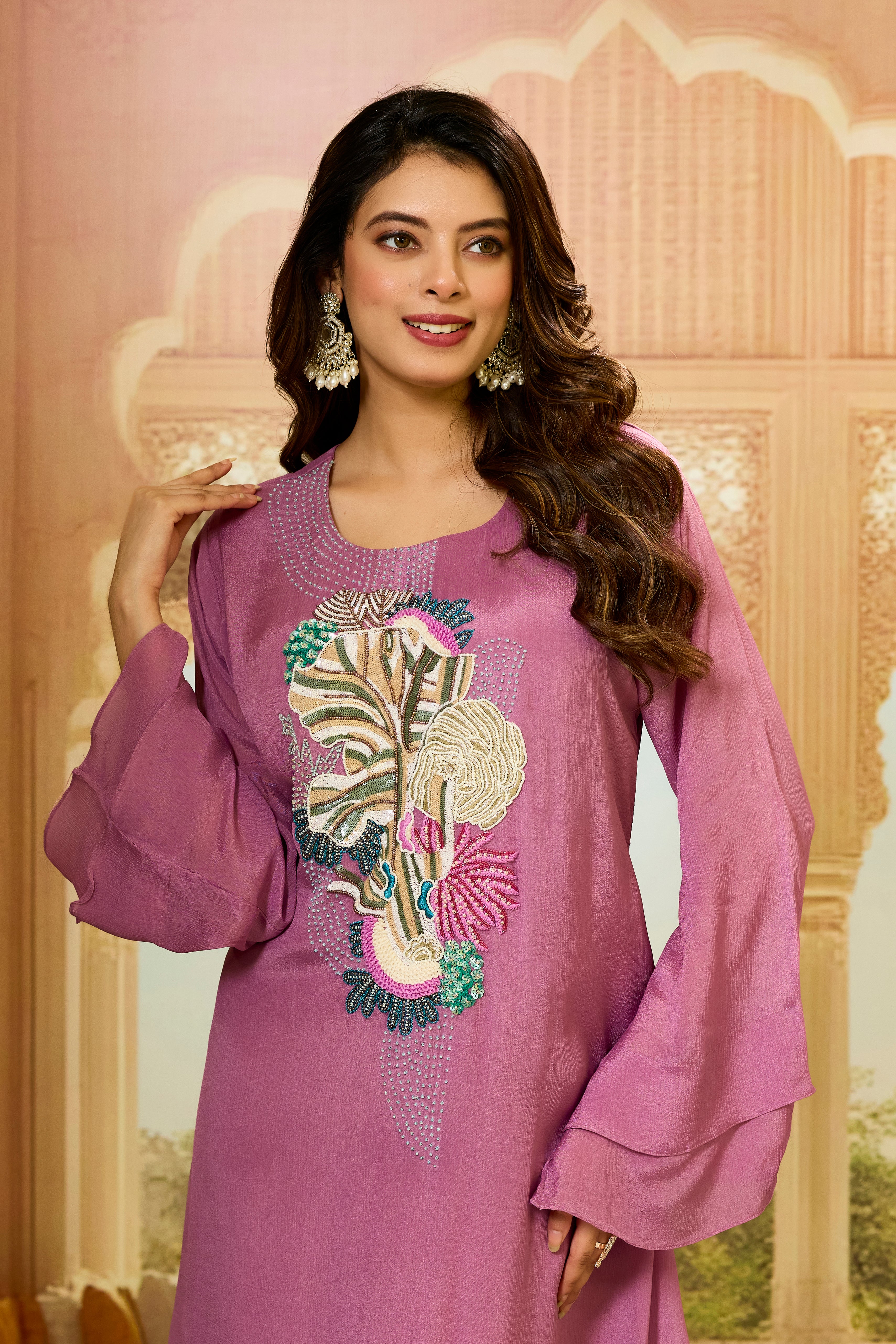 Pink Asymmetrical Chinon Silk Dress