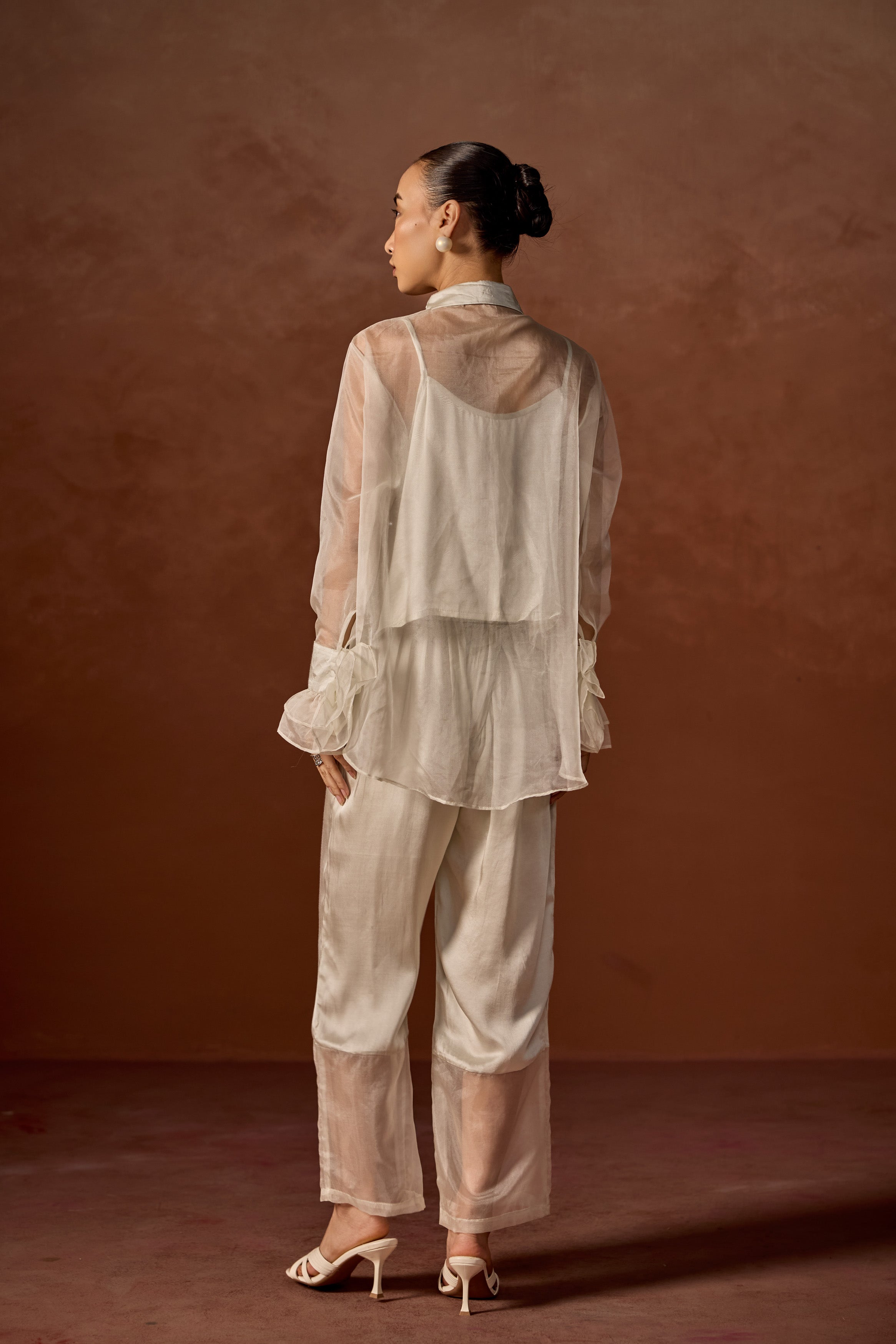 Ivory Embellished Organza Silk Co-Ord Set