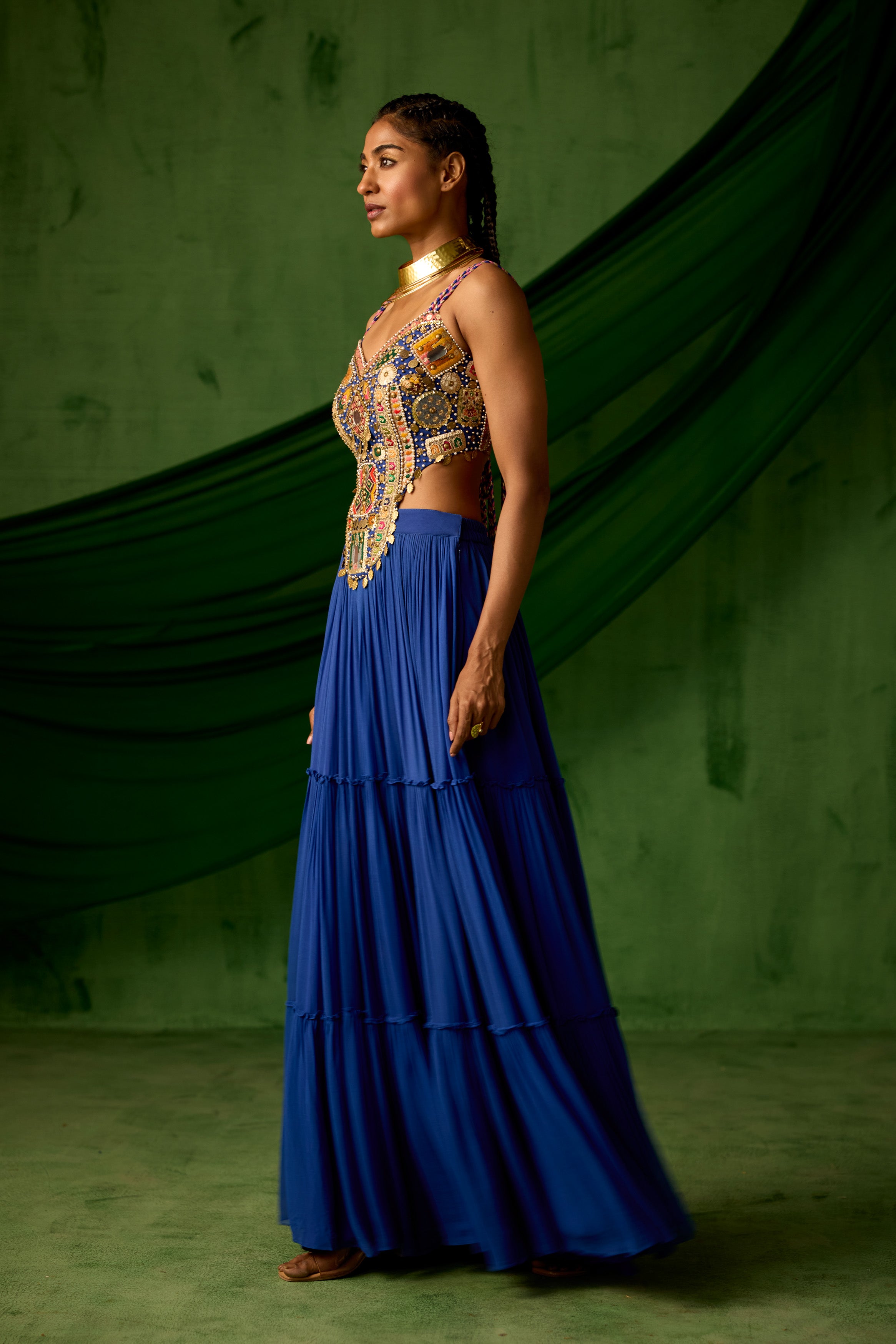 Royal Blue Embellished Georgette Silk Gown