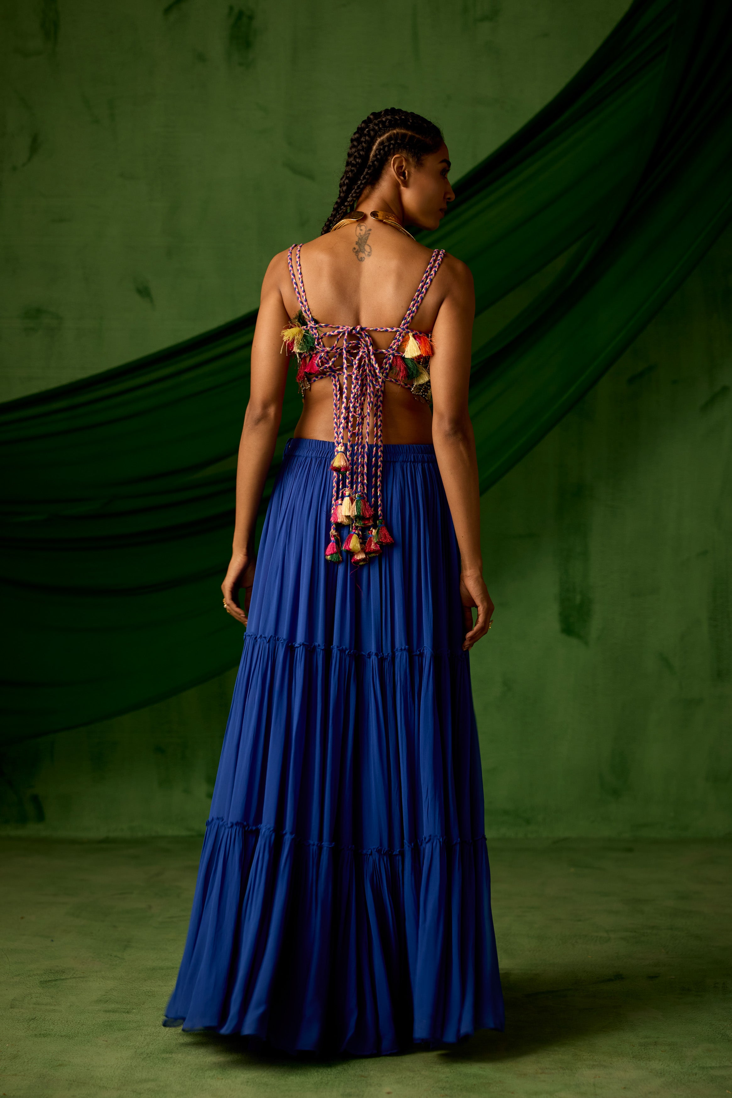 Royal Blue Embellished Georgette Silk Gown