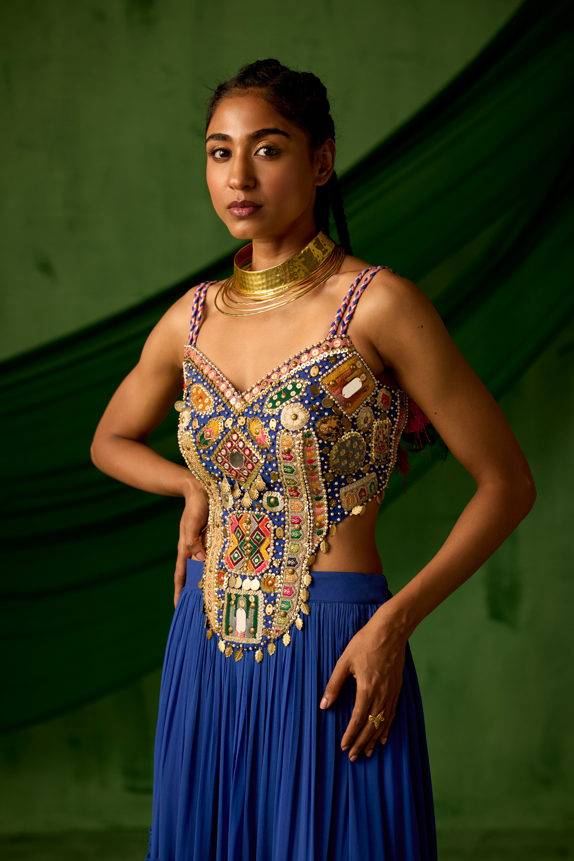 Royal Blue Embellished Georgette Silk Gown