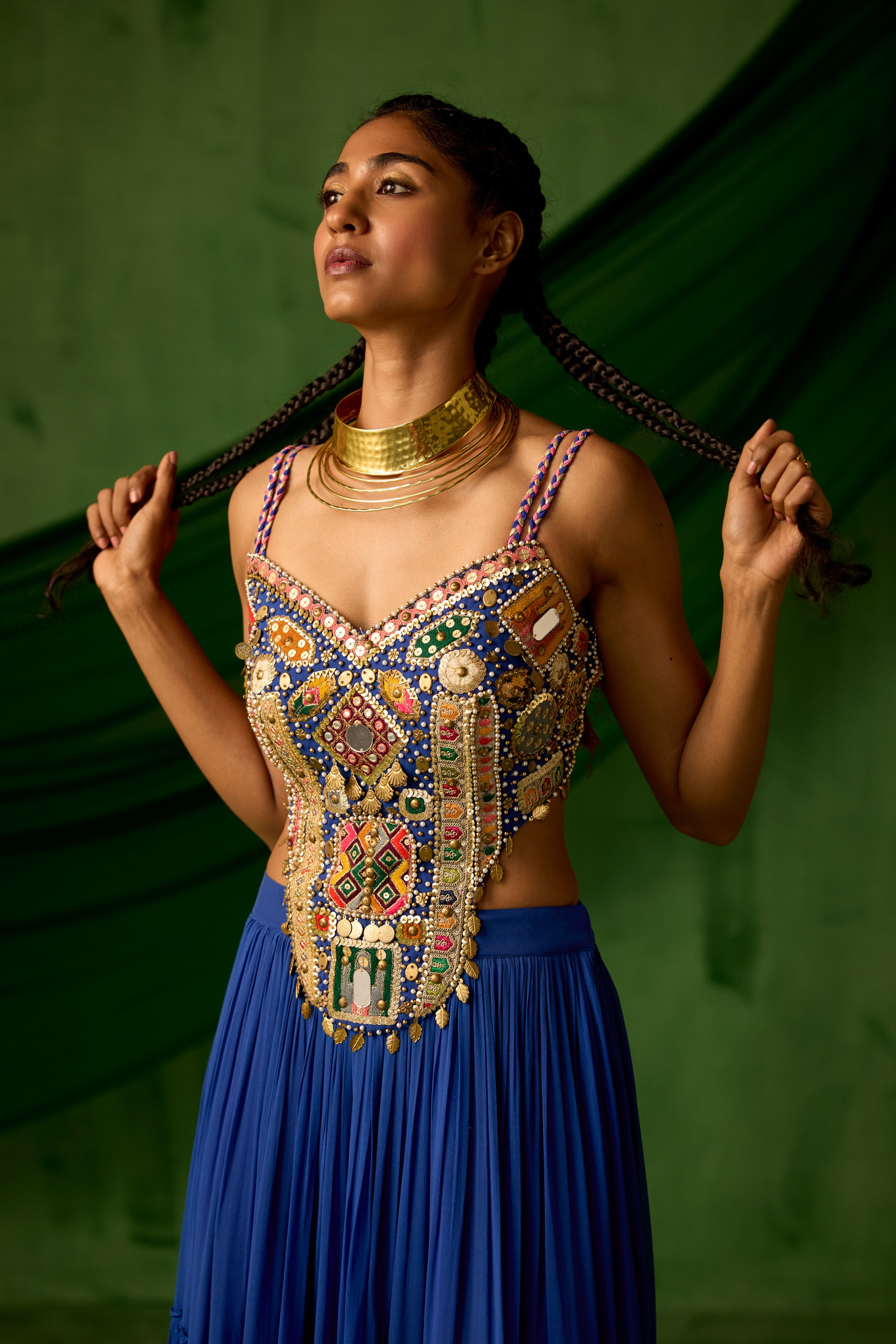 Royal Blue Embellished Georgette Silk Gown