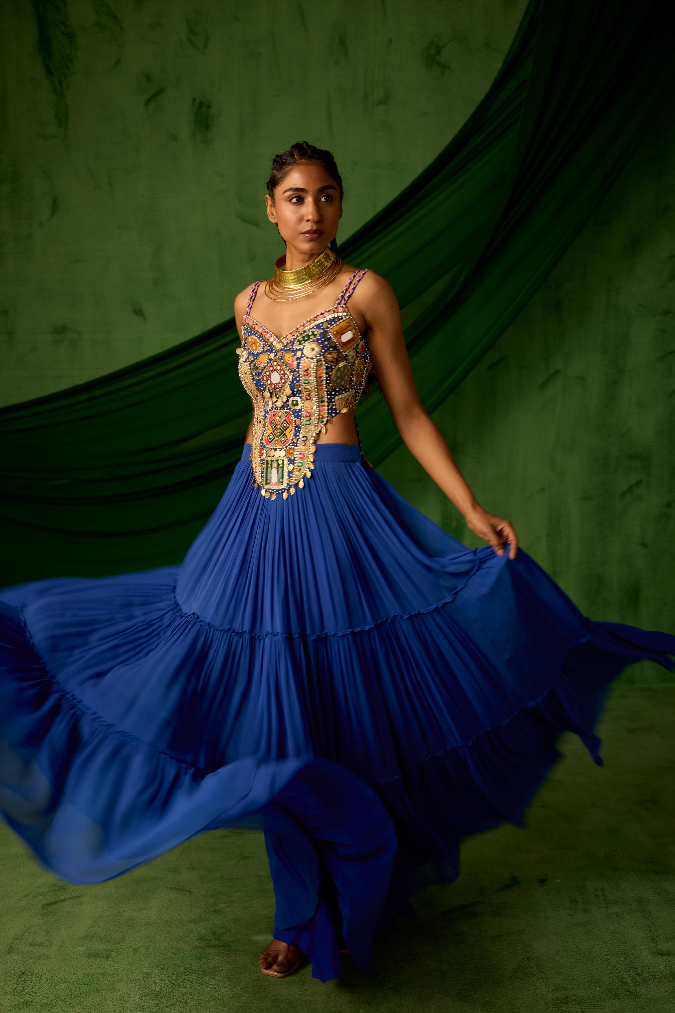 Royal Blue Embellished Georgette Silk Gown