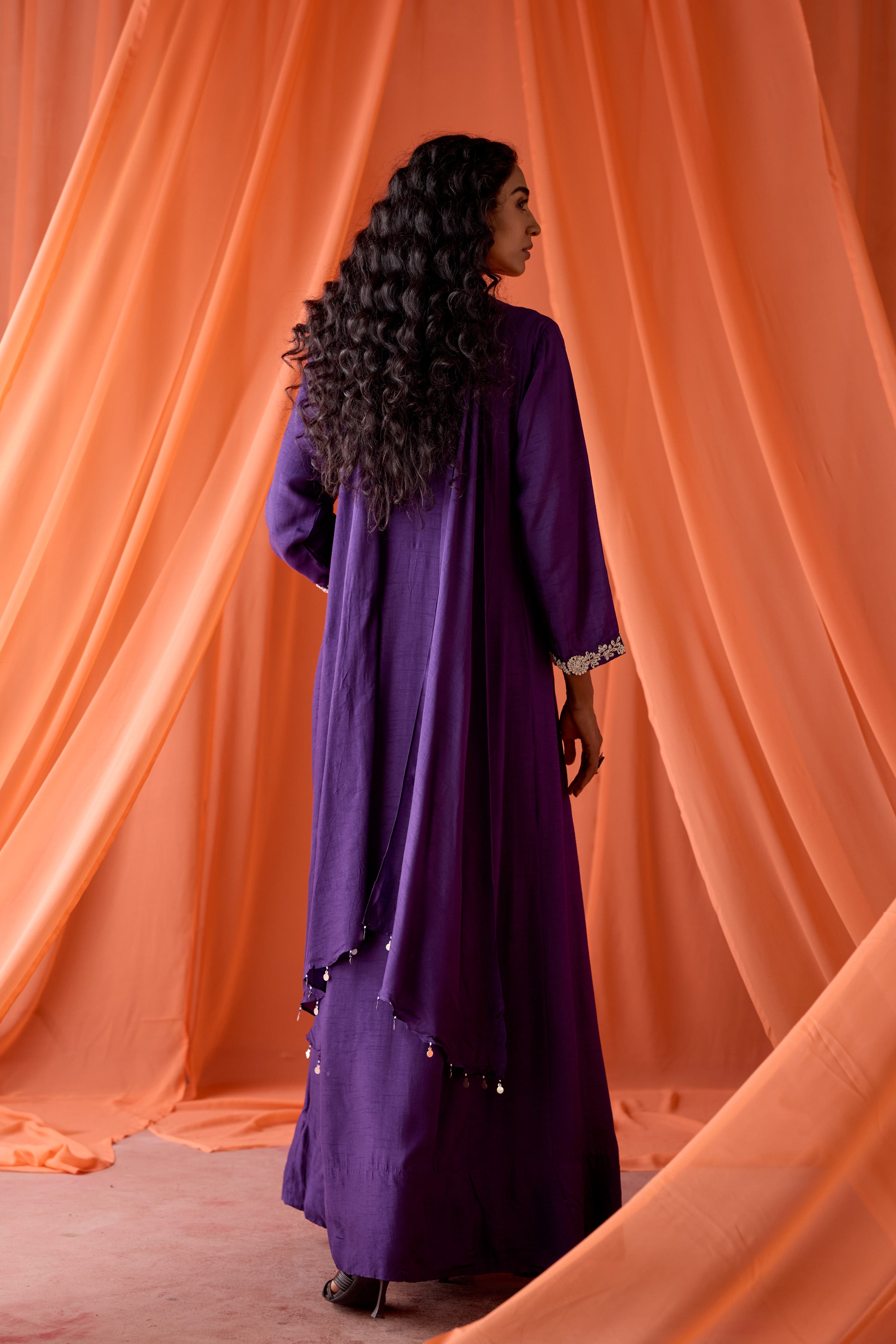Majestic Purple Embellished Raw Silk Gown
