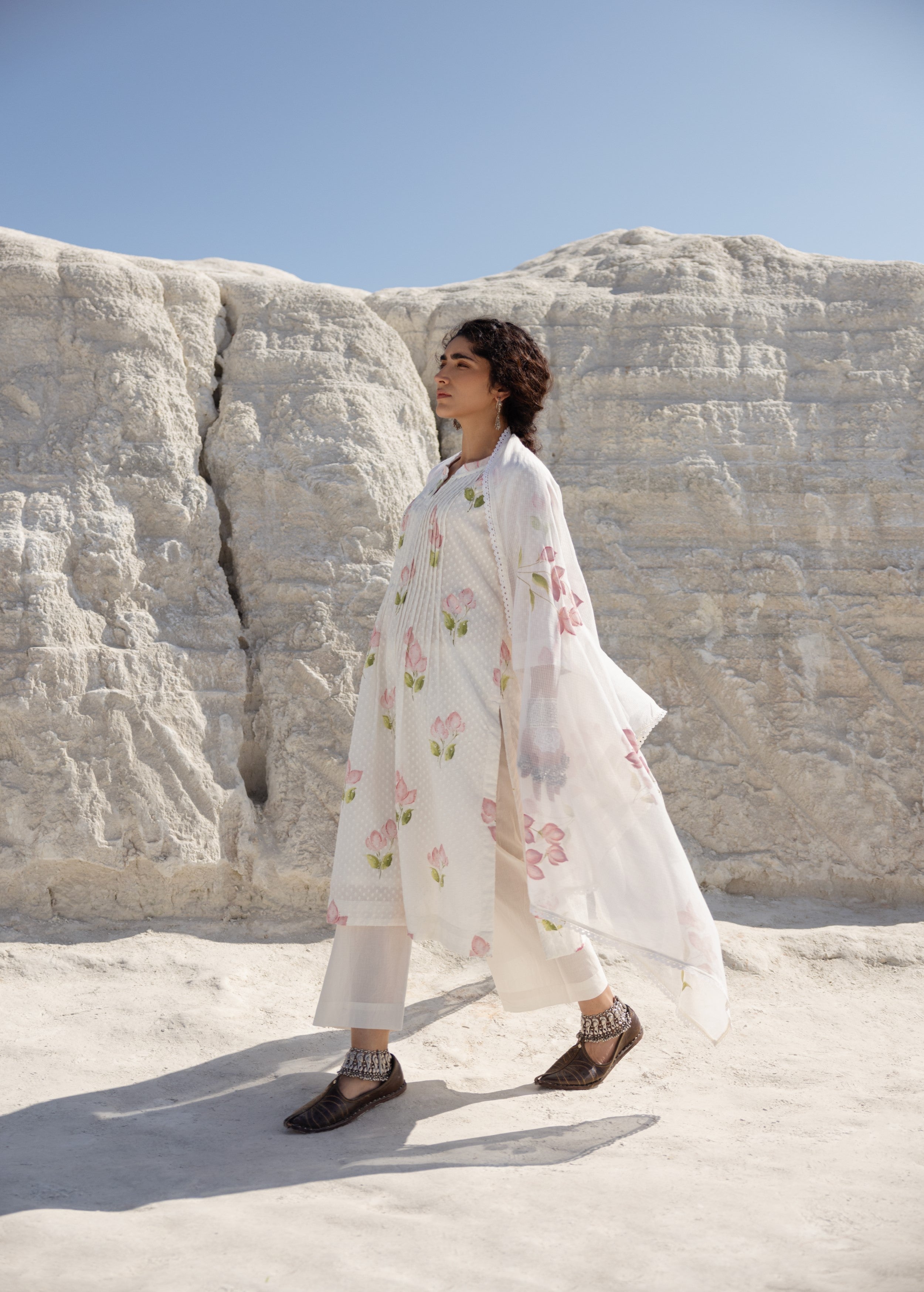 Off-White and Pink Painted Organic Cotton Pant Set