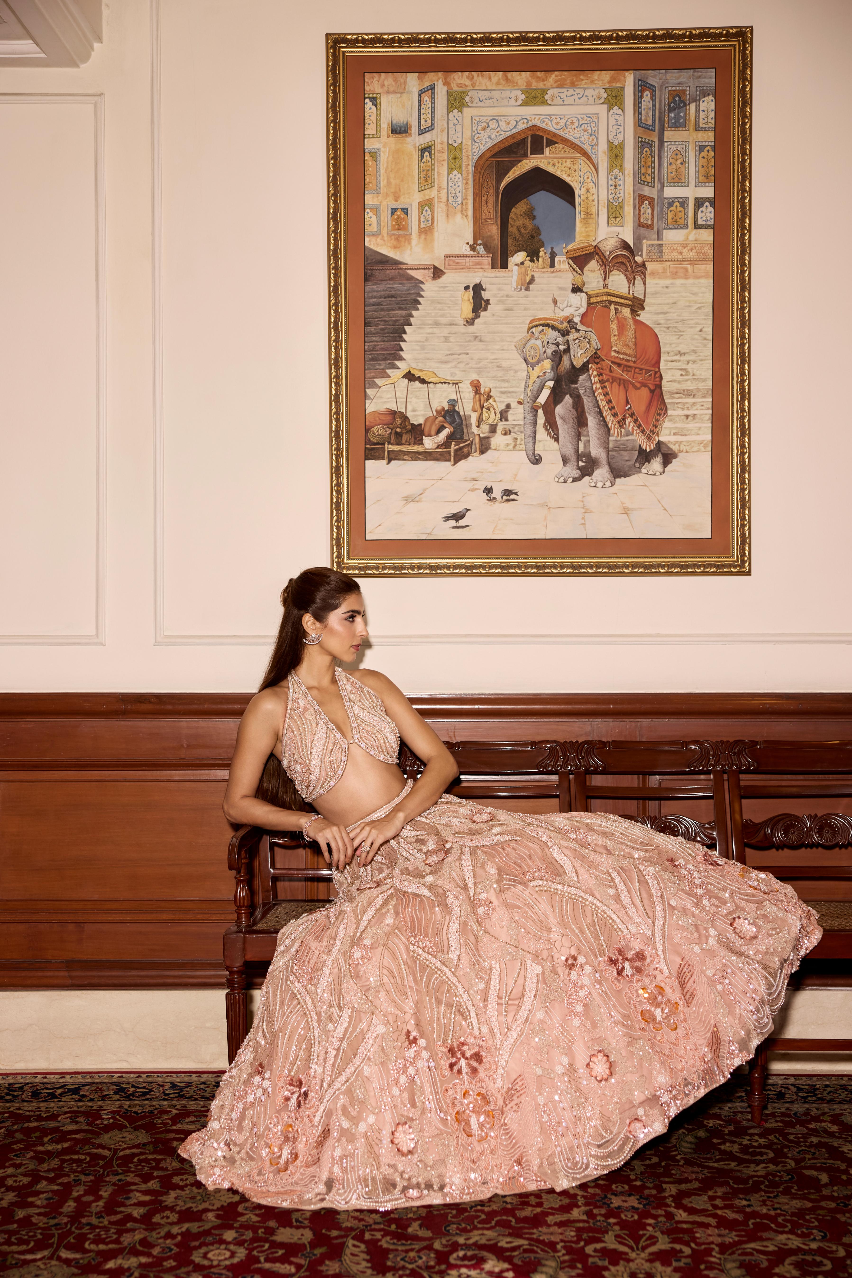 Dusty Rose Embellished Premium Lehenga Set