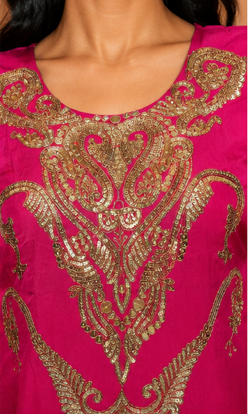 Pink Camelia Embellished Crepe Silk Kurta Set