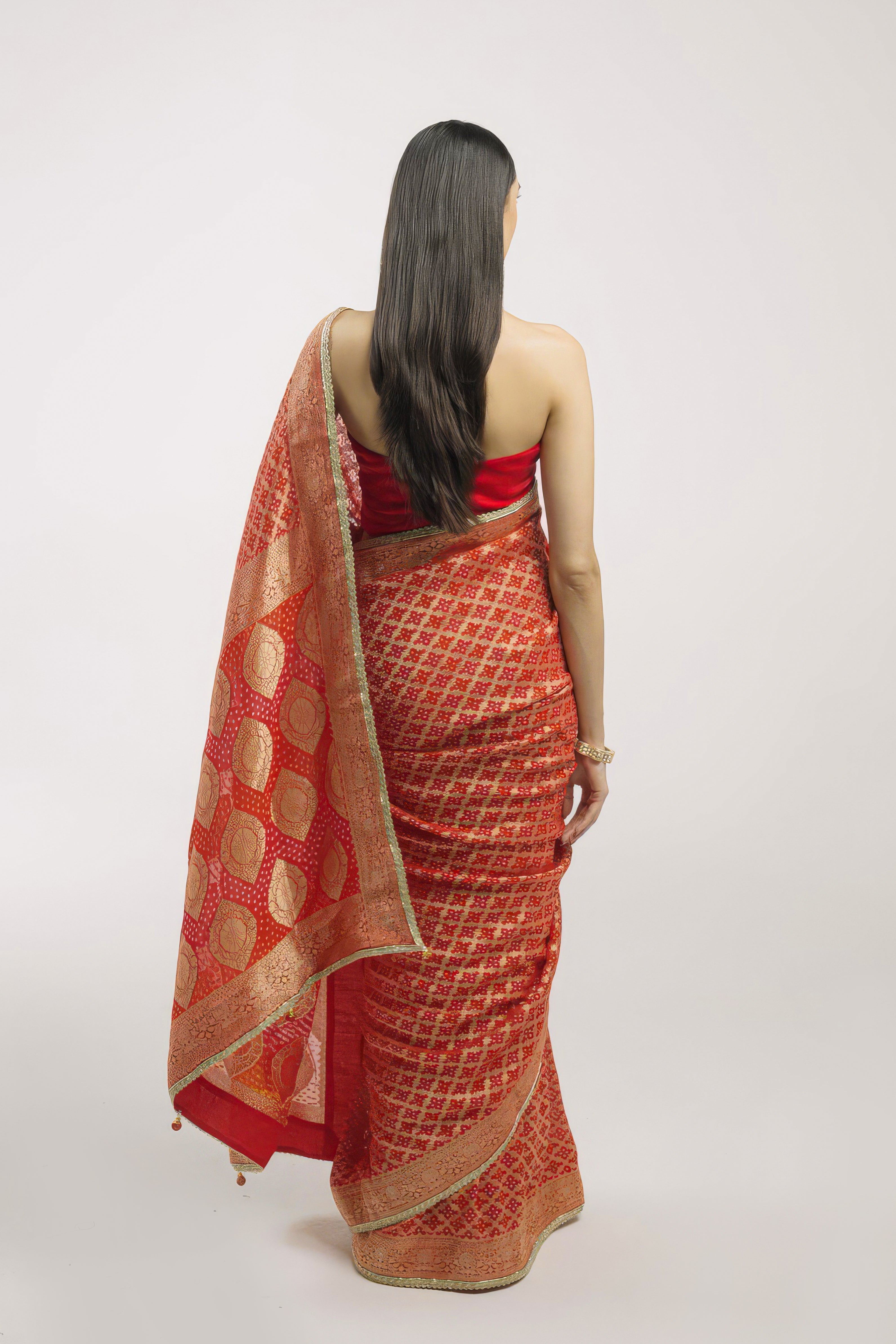 Bright Red Embellished Premium Banarasi Silk Saree