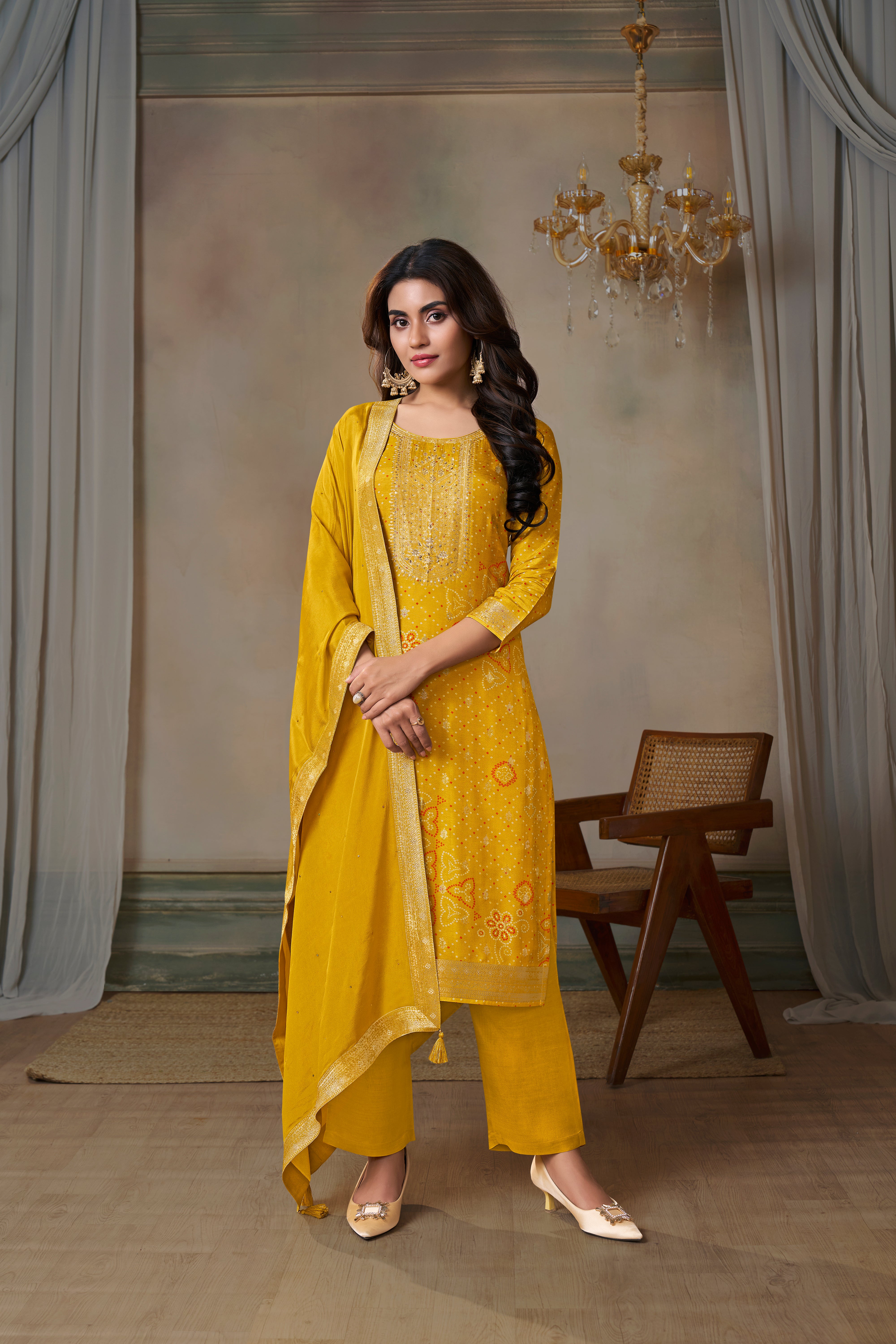Holy Yellow Bandhej Kurta & Pant Set