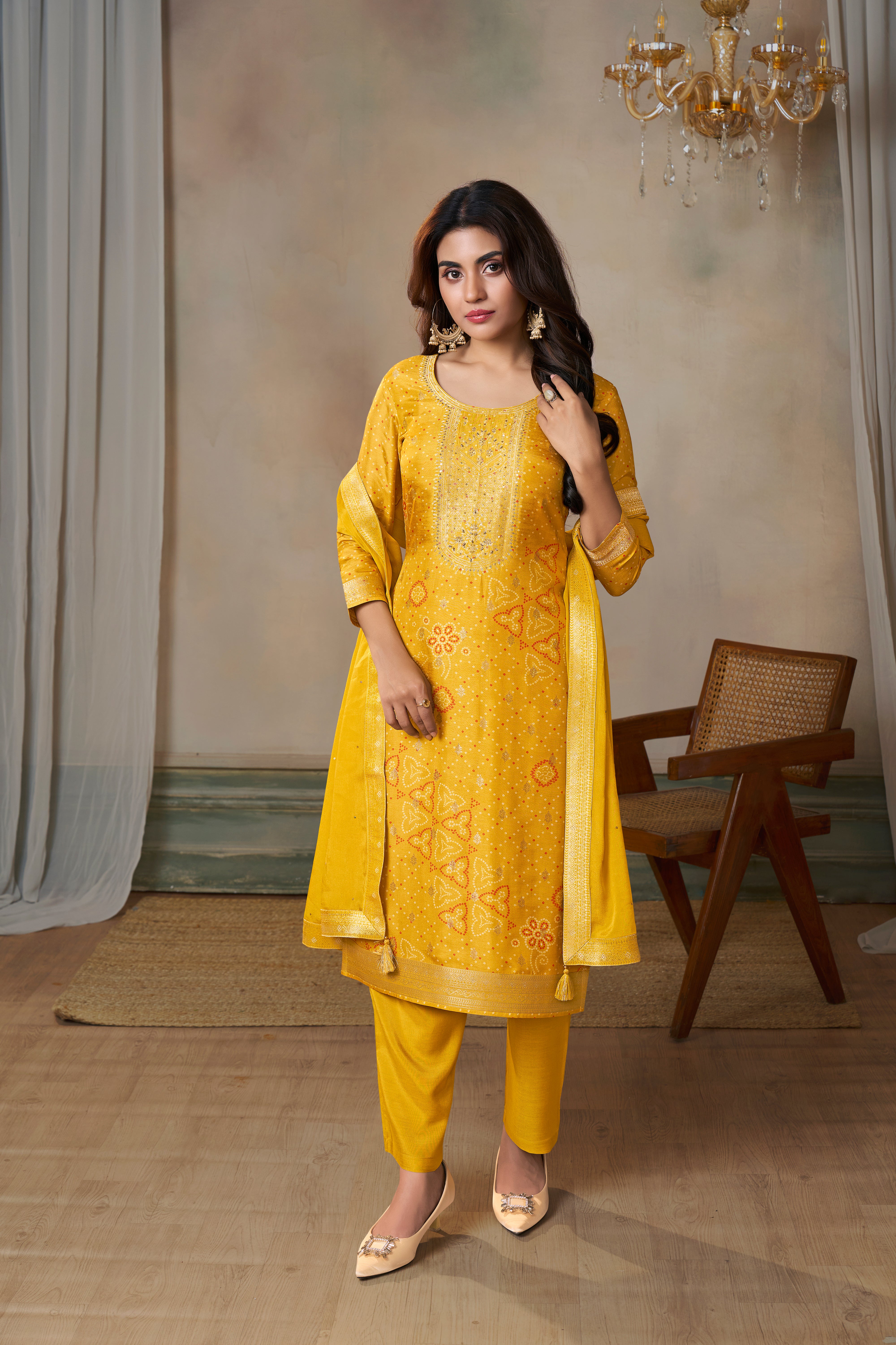 Holy Yellow Bandhej Kurta & Pant Set