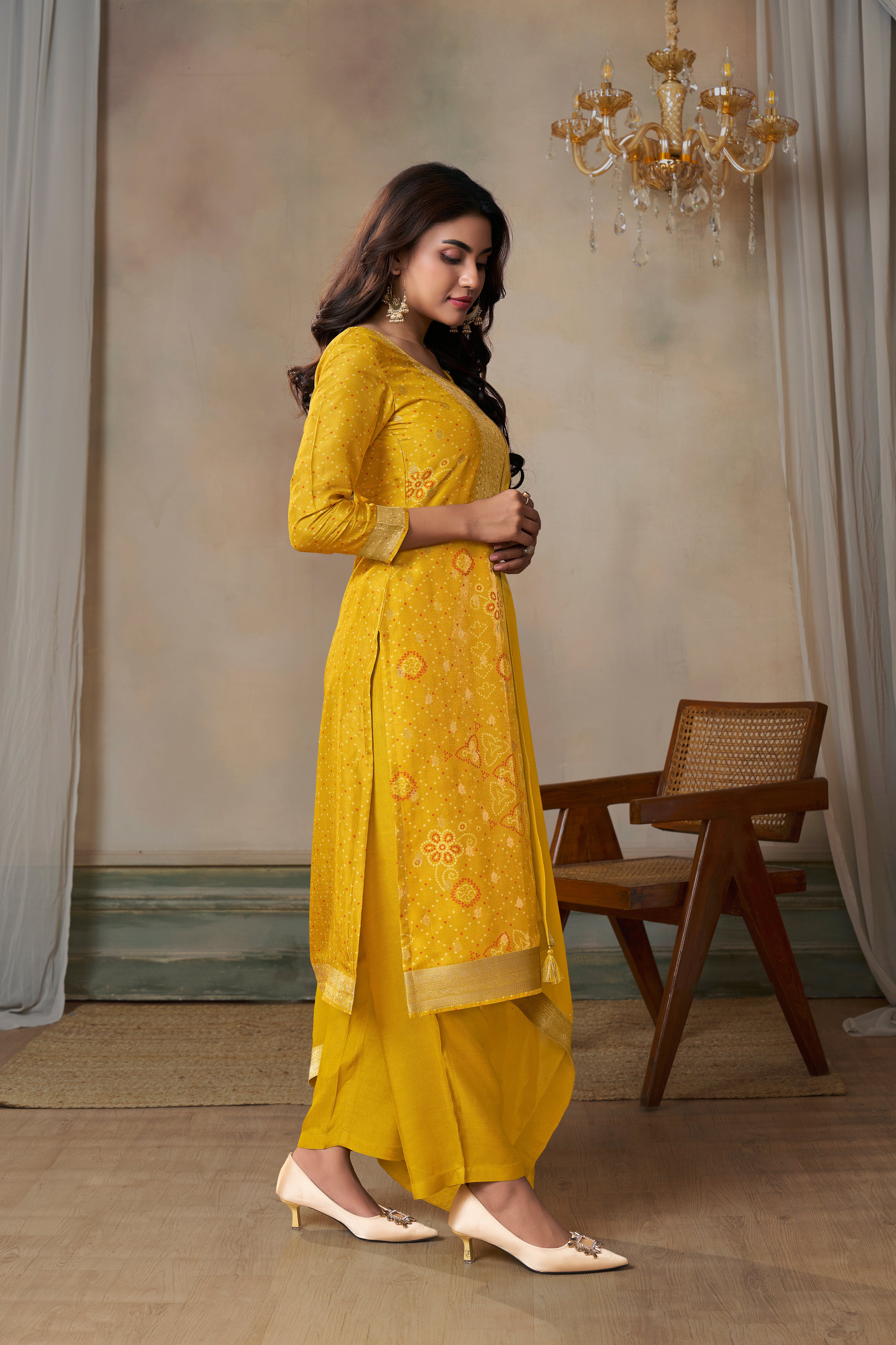 Holy Yellow Bandhej Kurta & Pant Set
