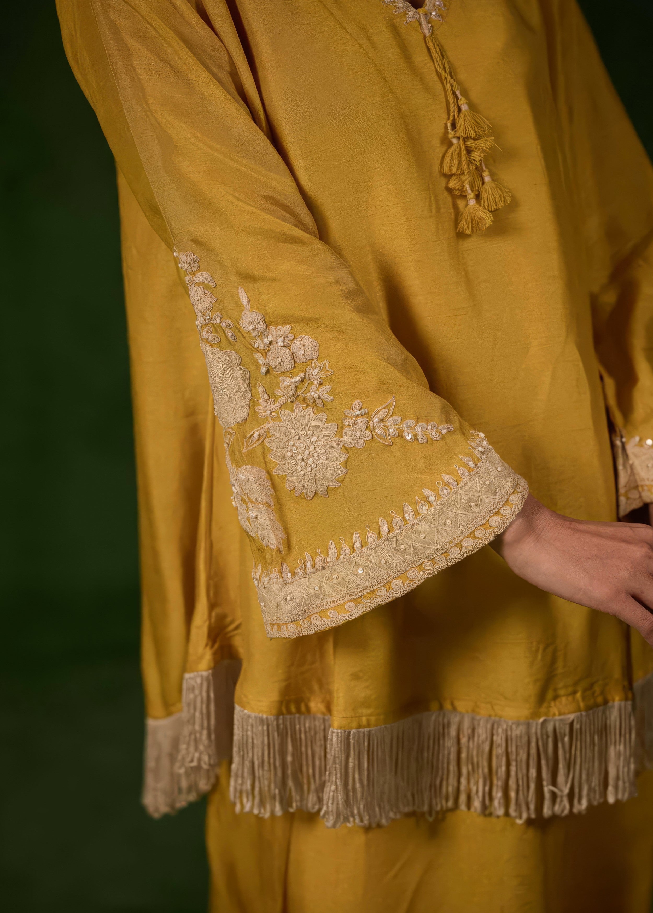 Sunshine Yellow Embellished Raw Silk Co-Ord Set